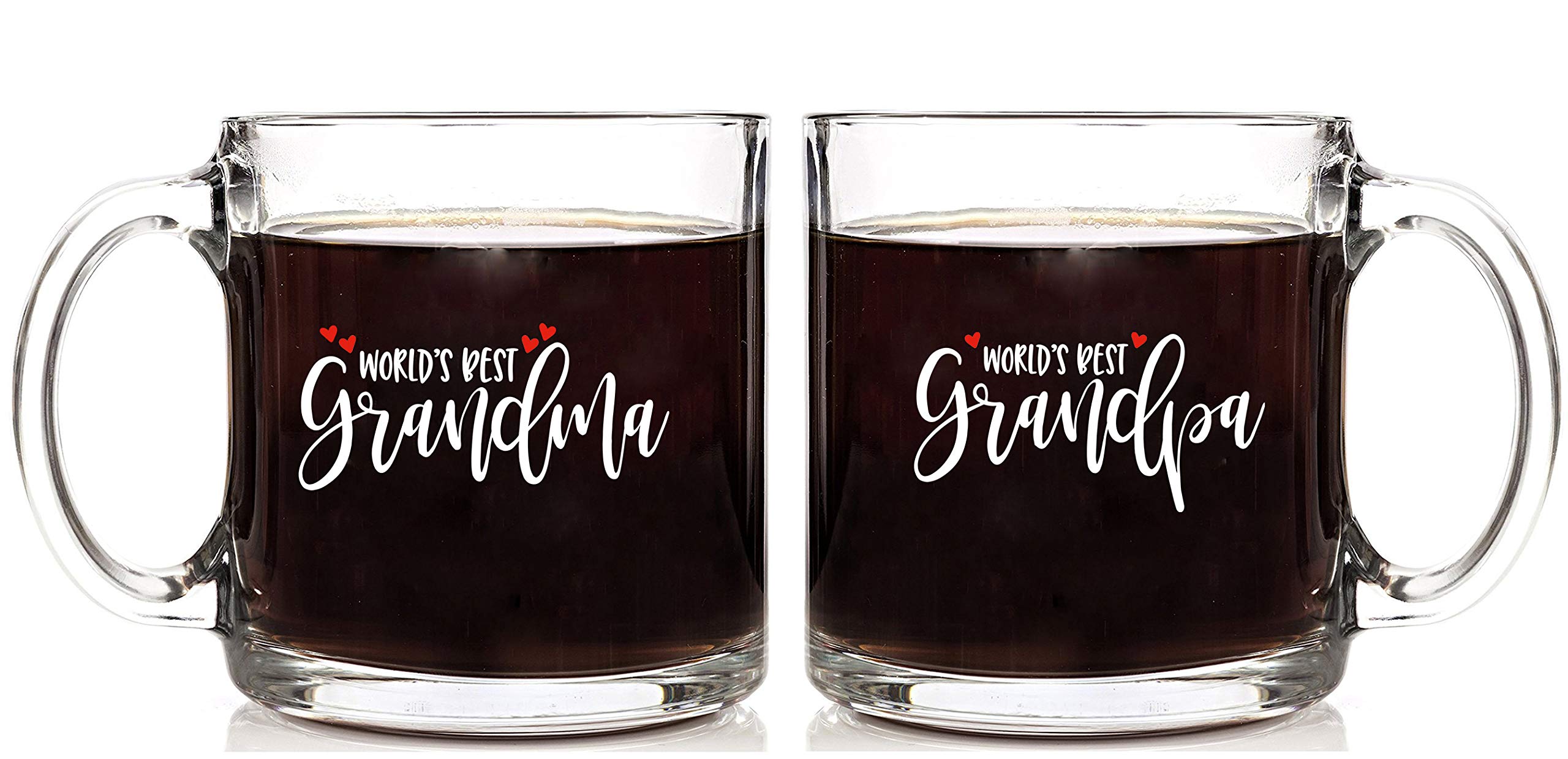 Funny Couples Mug Set for Grandparents - 13oz Glass Cups (2-Pack) - Perfect Gift for Grandma & Grandpa, Son, Daughter, Grandchildren - Ideal for Anniversaries, Holidays & Family Gatherings