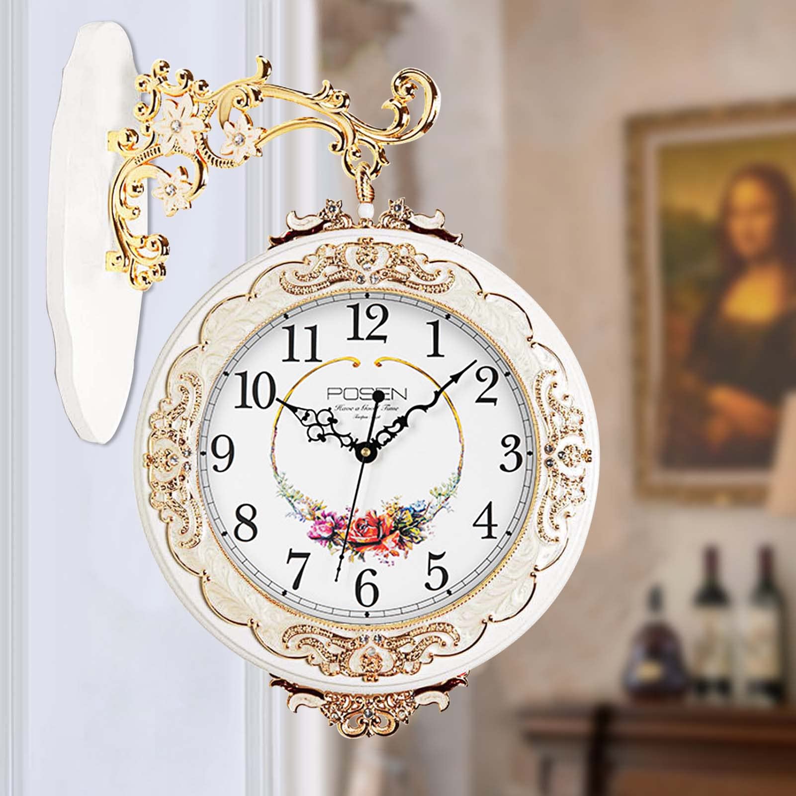 Large Double Sided Wall Clock - Battery Operated Indoor/Outdoor Decorative Clock for Living Room, Bedroom, Office | Perfect for Modern Home Decor & Patio Wall Art