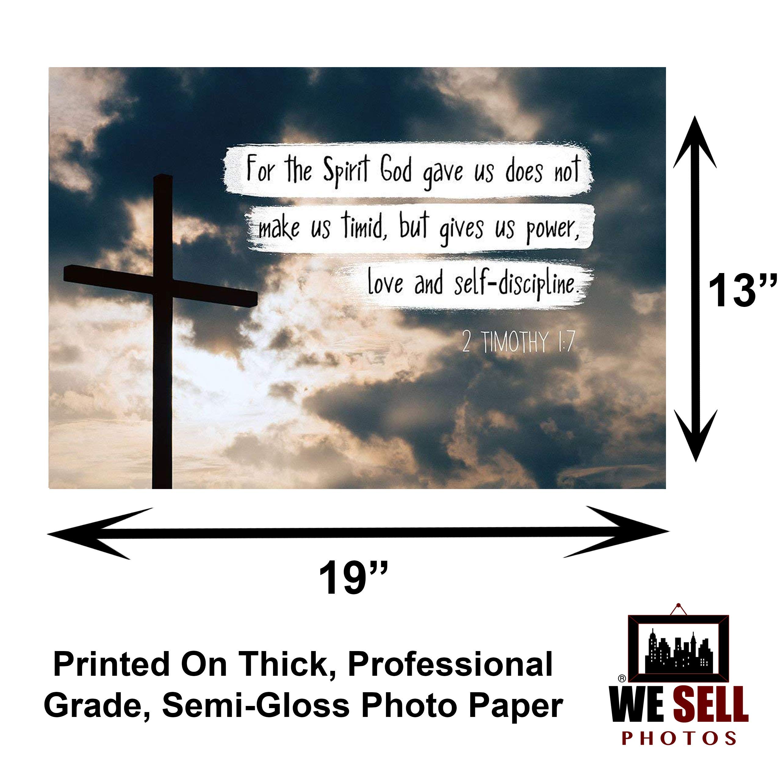 Bible Verse Wall Art - 2 Timothy 1:7 Poster (13x19) | Perfect Gift for Home & Office