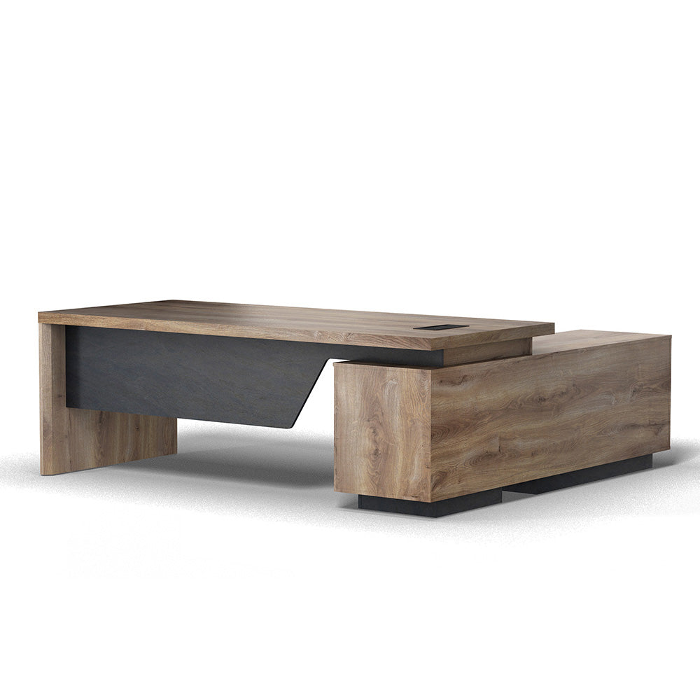 BALDER Executive Desk with Left Return 2.2-2.4M Warm Oak & Black - Premium Office Furniture for Home & Business Workspaces