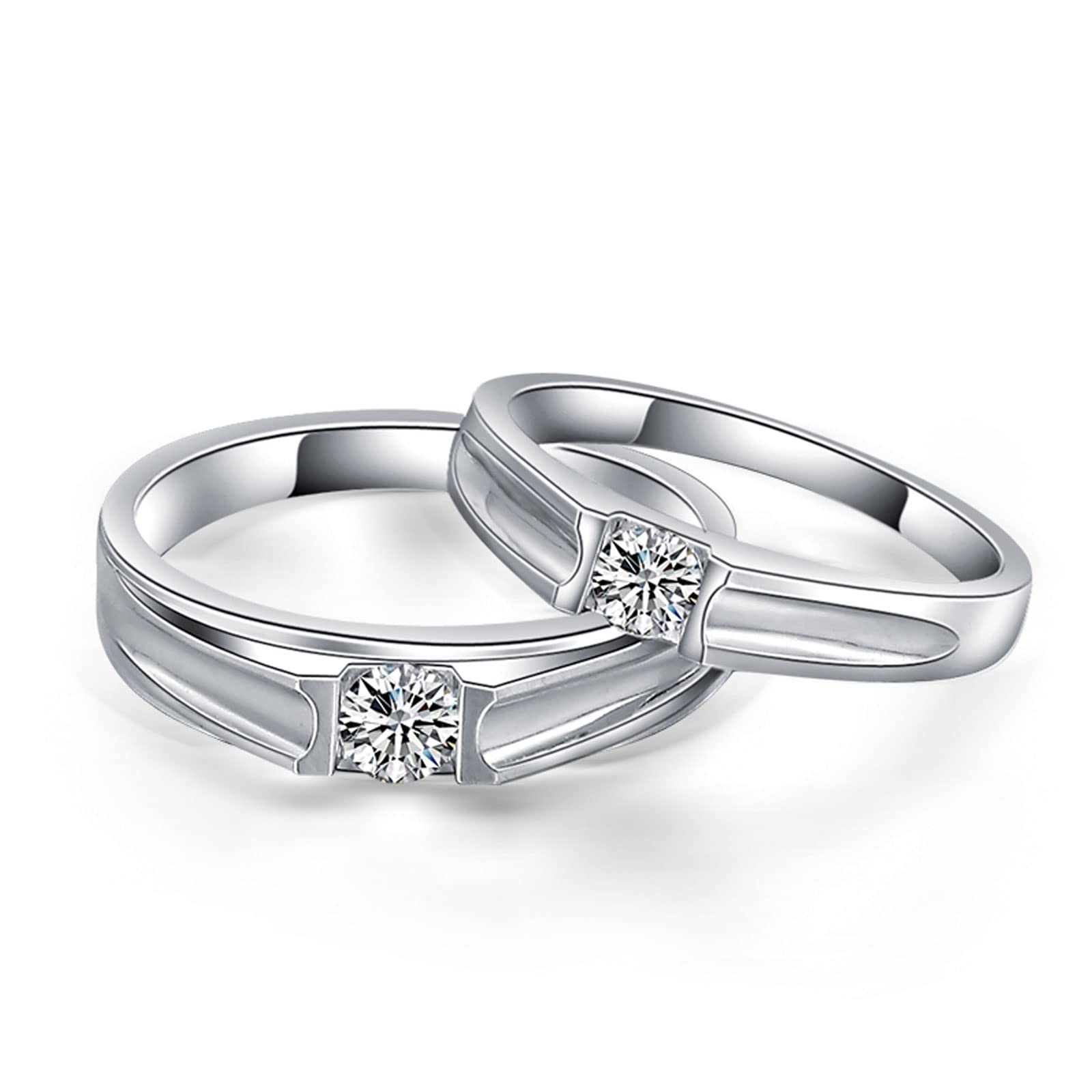 Diamond Matching Couples Rings for Him and Her - Sterling Silver, 10K, 14K, 18K Gold Wedding Promise Rings with Free Engraving | Perfect for Anniversaries, Engagements & Romantic Gifts
