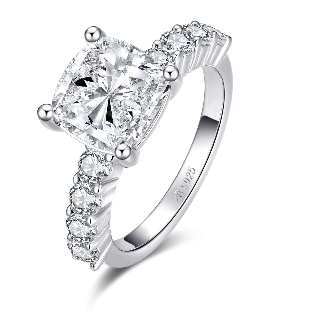 3 Carat Cubic Zirconia Sterling Silver Engagement Ring for Women - Solitaire Wedding Band, Anniversary Gift, Elegant Jewelry - Hypoallergenic & Tarnish Resistant - Perfect for Proposals, Weddings, Date Nights, Brides, Girlfriends & Wives - Ideal for Everyday Wear, Special Occasions & Romantic Surprises