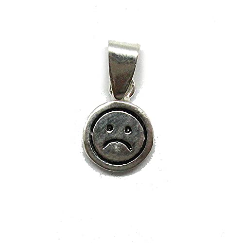 925 Sterling Silver Sad Smile Emoji Pendant - Hallmarked Genuine Solid Silver Jewelry for Gifts & Everyday Wear