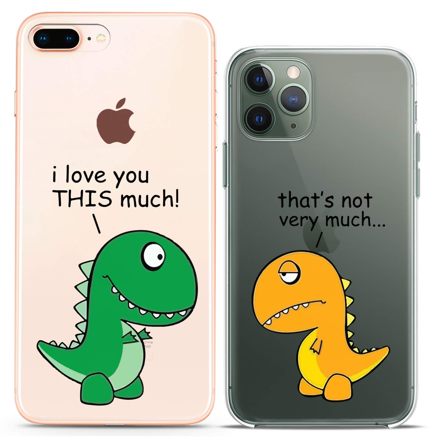 Cute Dinosaur Couple Phone Cases for iPhone 16/15/14/13/12/11 Pro Max/Mini/XS/X/8 Plus/7+/XR/10/SE/5 - Funny T-Rex Silicone Covers for Him & Her - Perfect Valentine's Gift for Girlfriend/Boyfriend - Ideal for Couples Matching Accessories & Everyday Protection