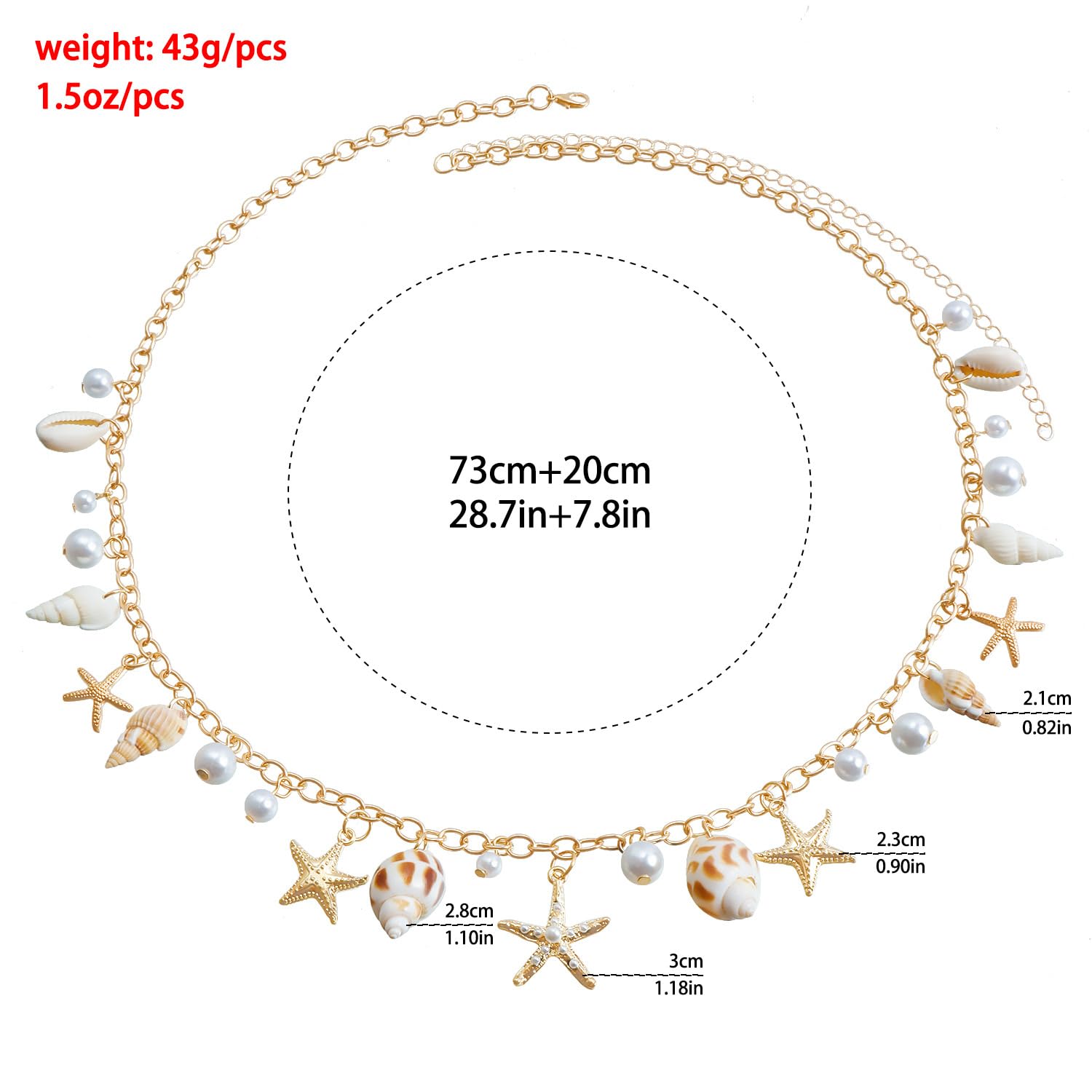 Boho Seashell Starfish Waist Chain for Women - Pearl Conch Body Jewelry for Summer Beach Parties, Vacations & Boho Fashion Accessories