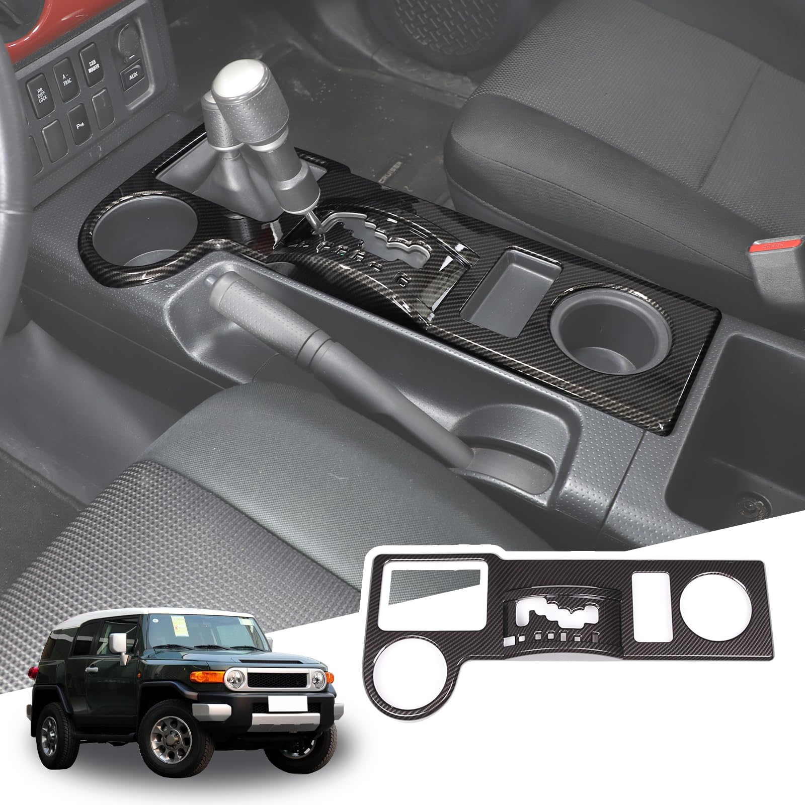 ABS Gear Shift Panel Cover for Toyota FJ Cruiser 2007-2022 - Carbon Fiber Style (LHD Only) - Interior Upgrade