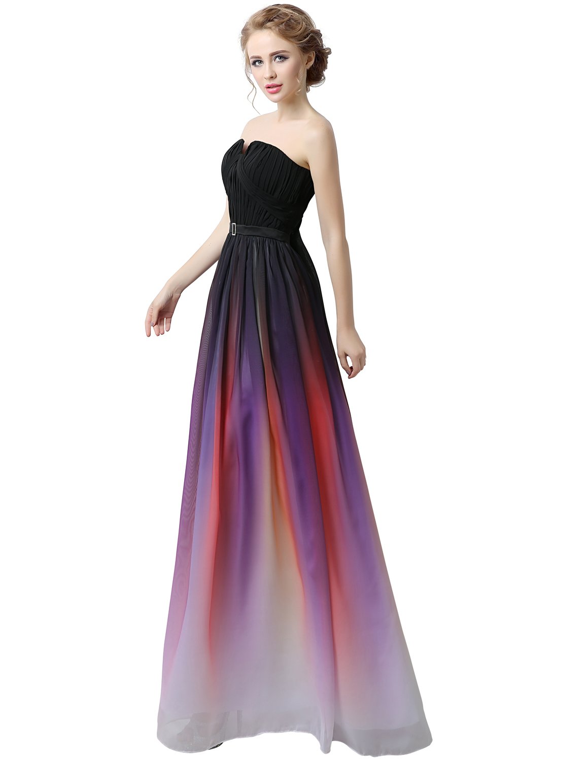 Belle House Women's Long Chiffon Gradient Color Prom Dresses 2022 Floor Length A-Line Bridesmaid Gowns for Formal Events, Evening Parties, and Weddings
