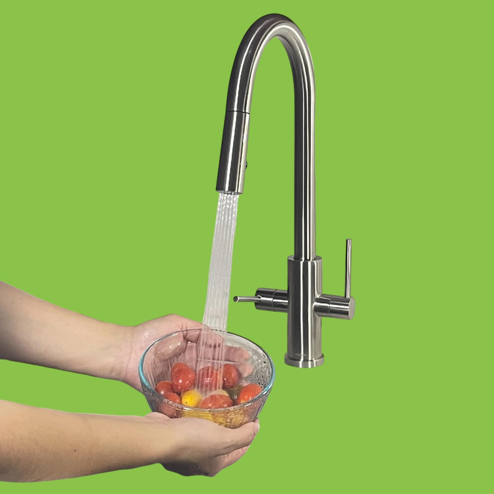 Brushed Nickel Kitchen Faucet with Pull Down Sprayer - 2 Handle High Arc Kitchen Sink Faucet for Modern Home & Restaurant Use