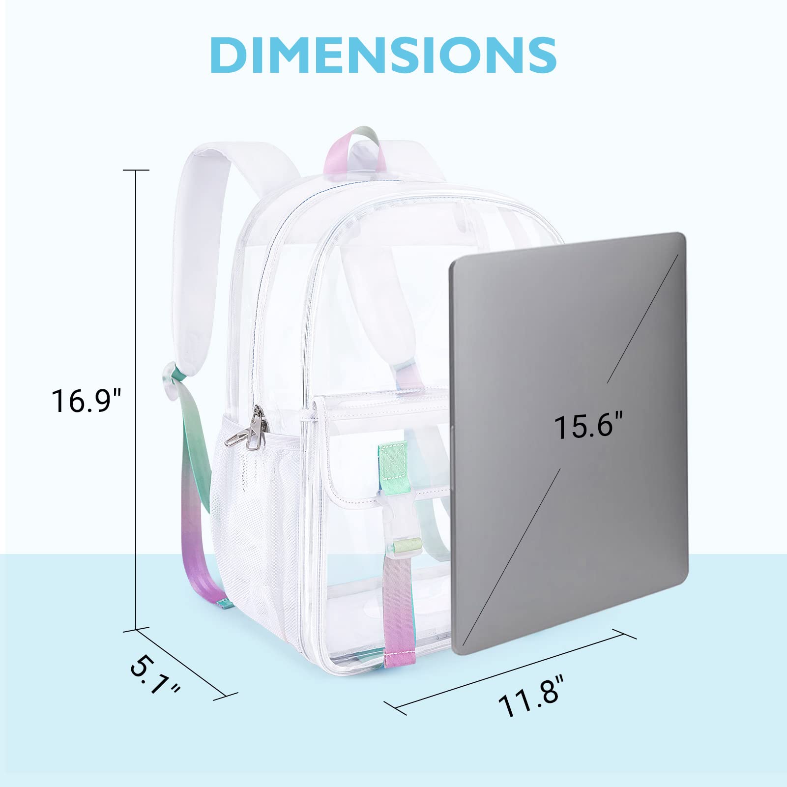 Mommore Heavy Duty Clear Backpack - Large Transparent PVC Bookbag with Durable Zippers for School, Work, Travel & Stadium Security