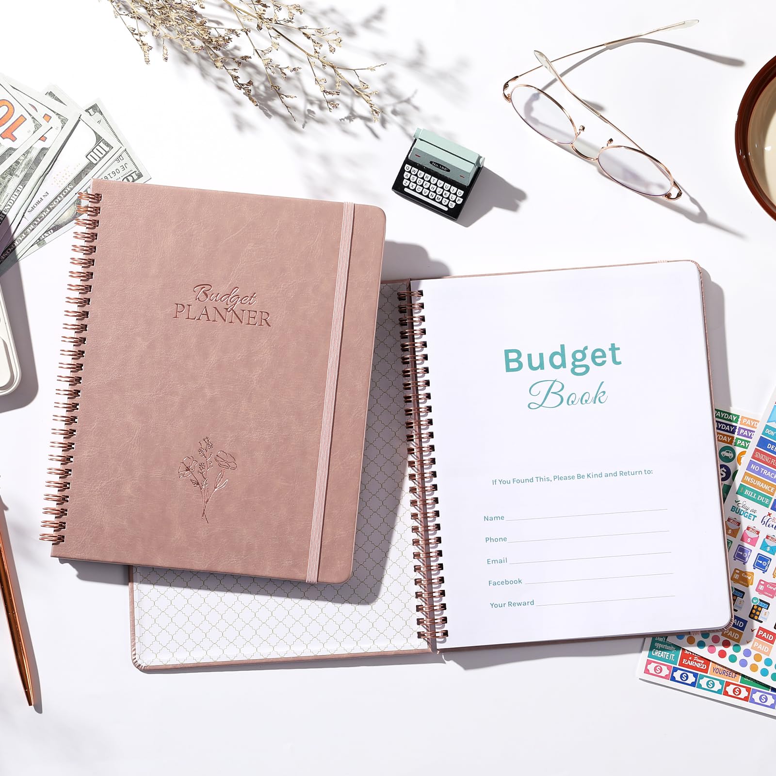 2025 Monthly Budget Planner - 8''x10'' Bill Tracker & Financial Organizer | Expense Tracking Notebook with Rose Gold Cover | Perfect for Personal Finance Management, Bill Payments & Savings Goals