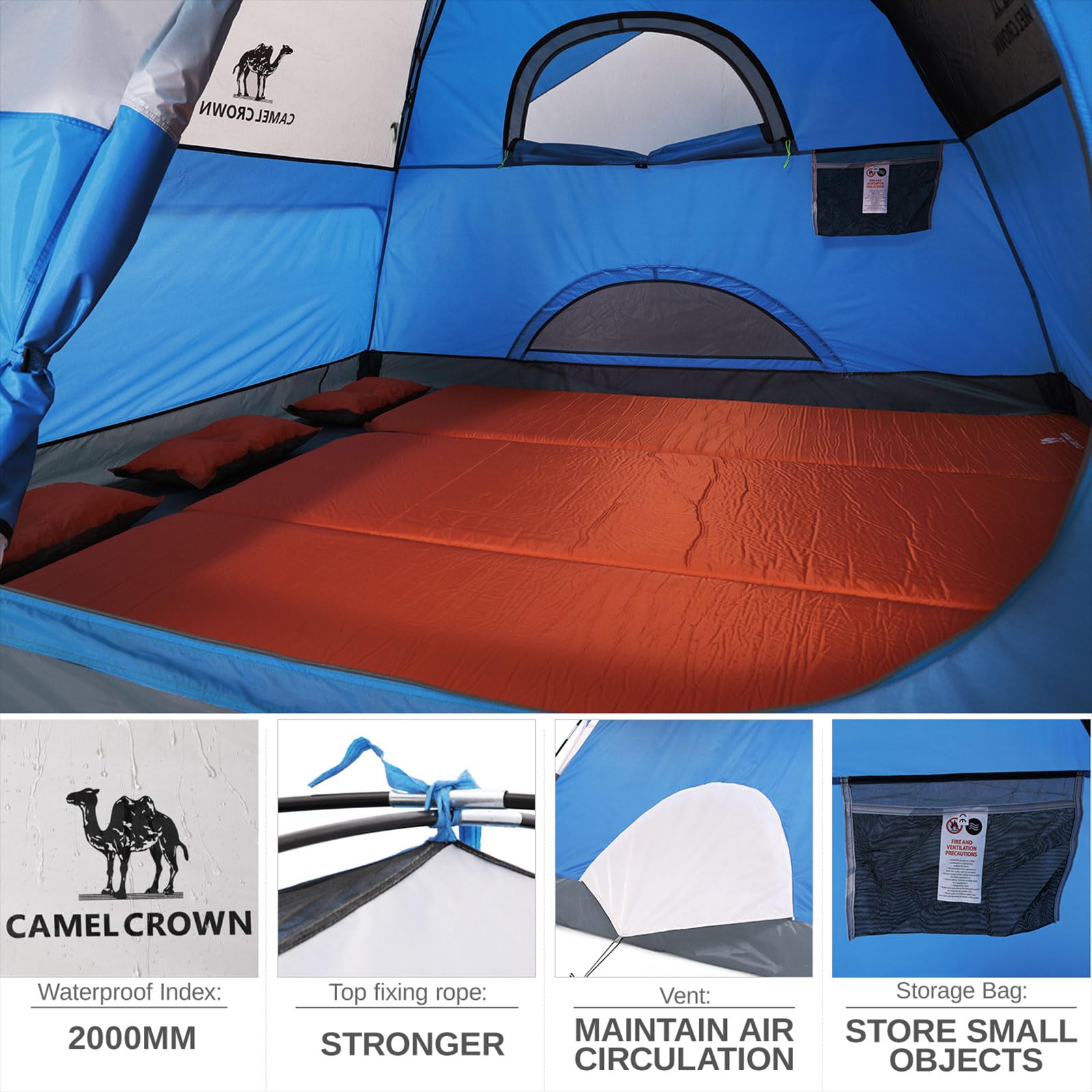 CAMEL CROWN 2-5 Person Camping Tent - Waterproof & Lightweight for Hiking, Backpacking