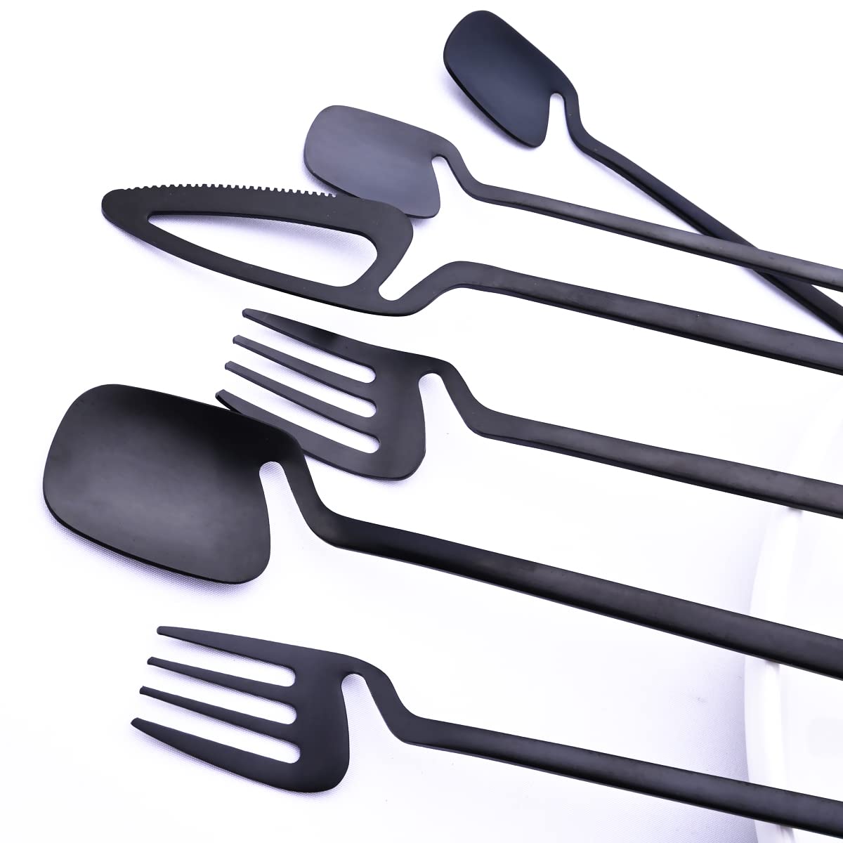 Gugrida 8-Piece Matte Black Dessert Forks Set - 304 Stainless Steel Silverware with Leight Design - Elegant Matte Finish for Kitchen, Restaurant & Home Use - 6.85