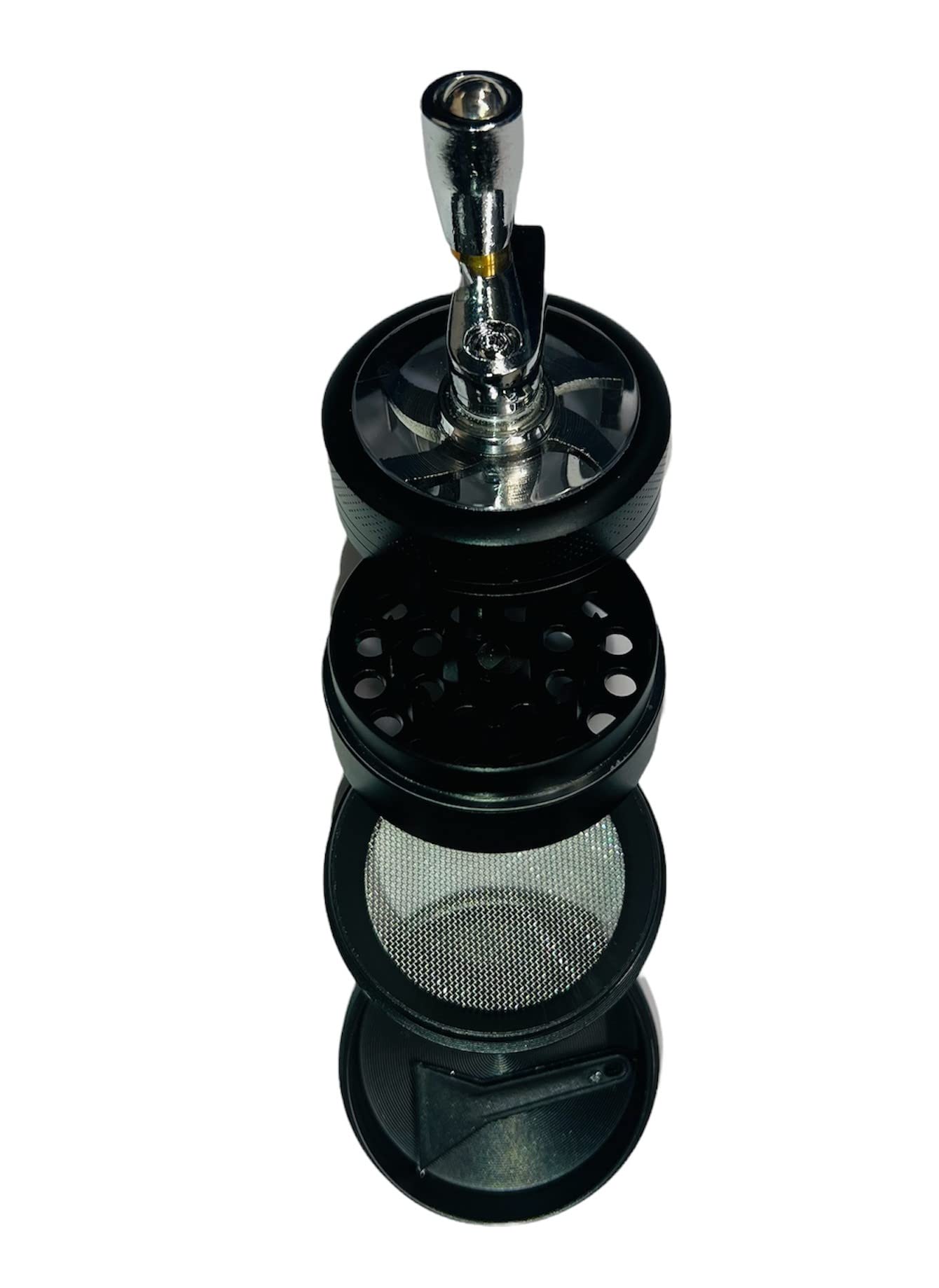 Premium 40mm Zinc Alloy 4-Piece Magnetic Herb Grinder with Pollen Catcher - Perfect for Dry Herbs, Spices & Tobacco - Ideal for Home Use, Travel & Outdoor Activities (Black)
