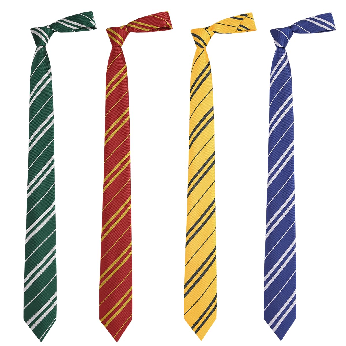 AUSKY 4 Pack Men's Neckties - Classic Striped Satin Tie for Themed Parties, Halloween Costumes & Cosplay - Unisex Adult Formal Wear for Office, Weddings & Special Events