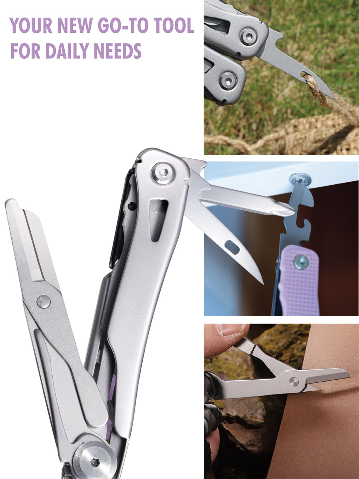 FantastiCAR Purple Utility Knife Box Cutter with 5 Extra Blades & Multifunctional Pliers Set - Stainless Steel Heavy Duty Tool for Home, Office, Warehouse & DIY Projects | Gift Ready Packaging