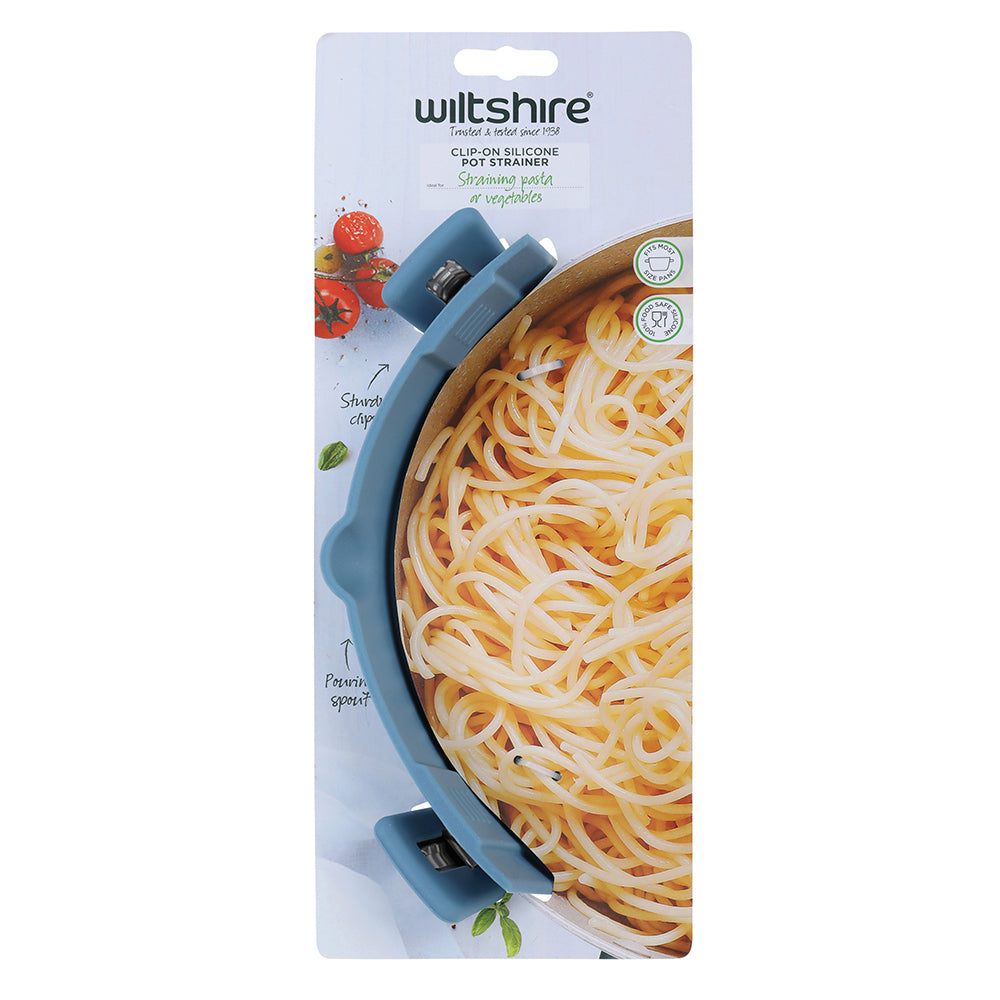 Clip On Silicone Pot Strainer - Reusable Kitchen Colander for Pasta, Vegetables & Fruits - Perfect for Draining, Washing & Steaming (Dishwasher Safe)
