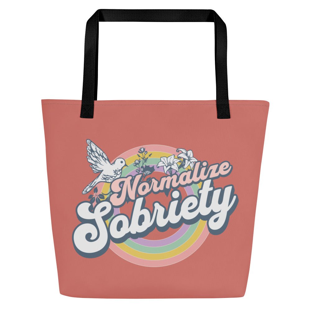 Normalize Sobriety Large Tote Bag - Stylish Reusable Grocery Shopping Bag for Women, Perfect for Work, Beach & Everyday Use
