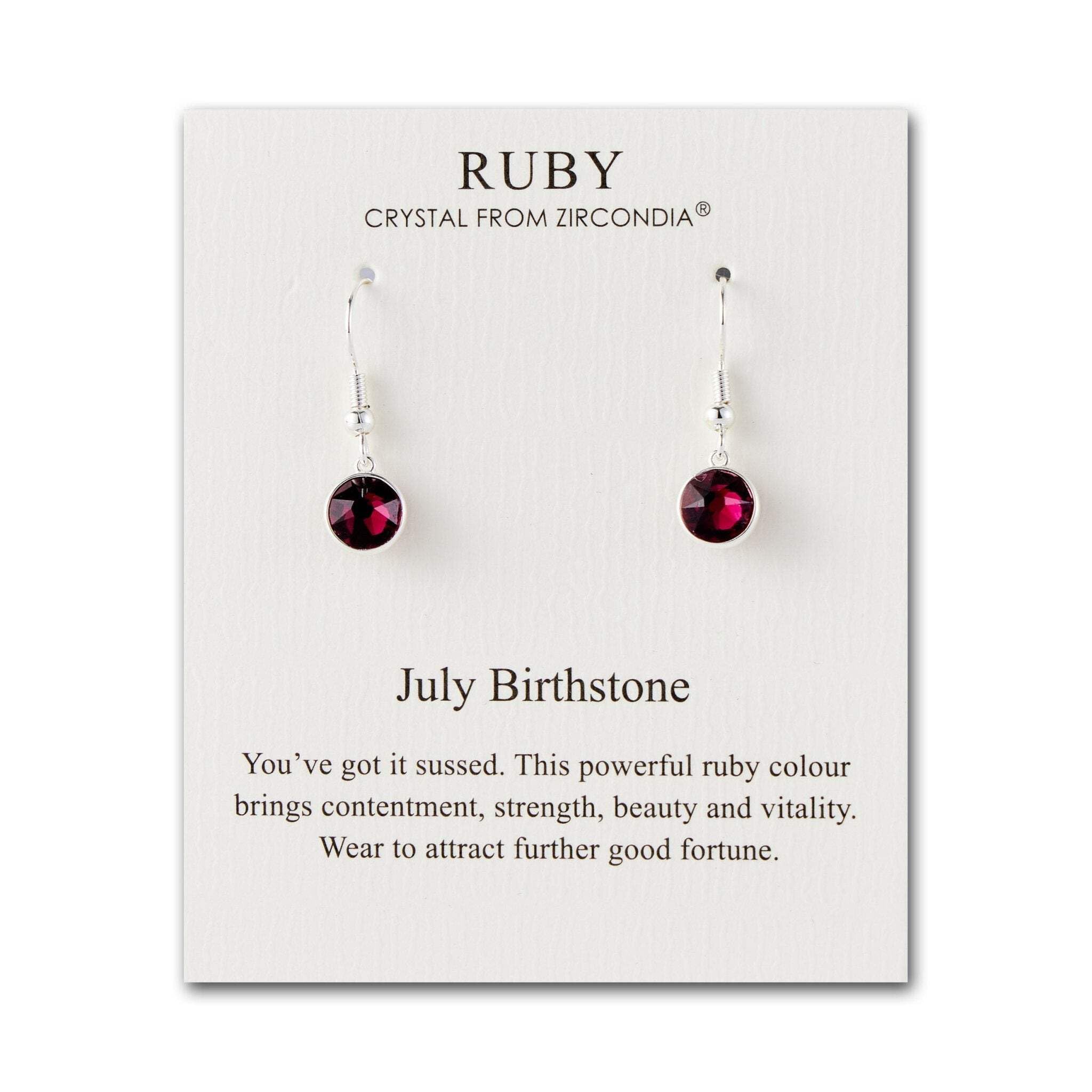 Ruby Zircondia® July Birthstone Earrings for Women - Elegant Drop Style