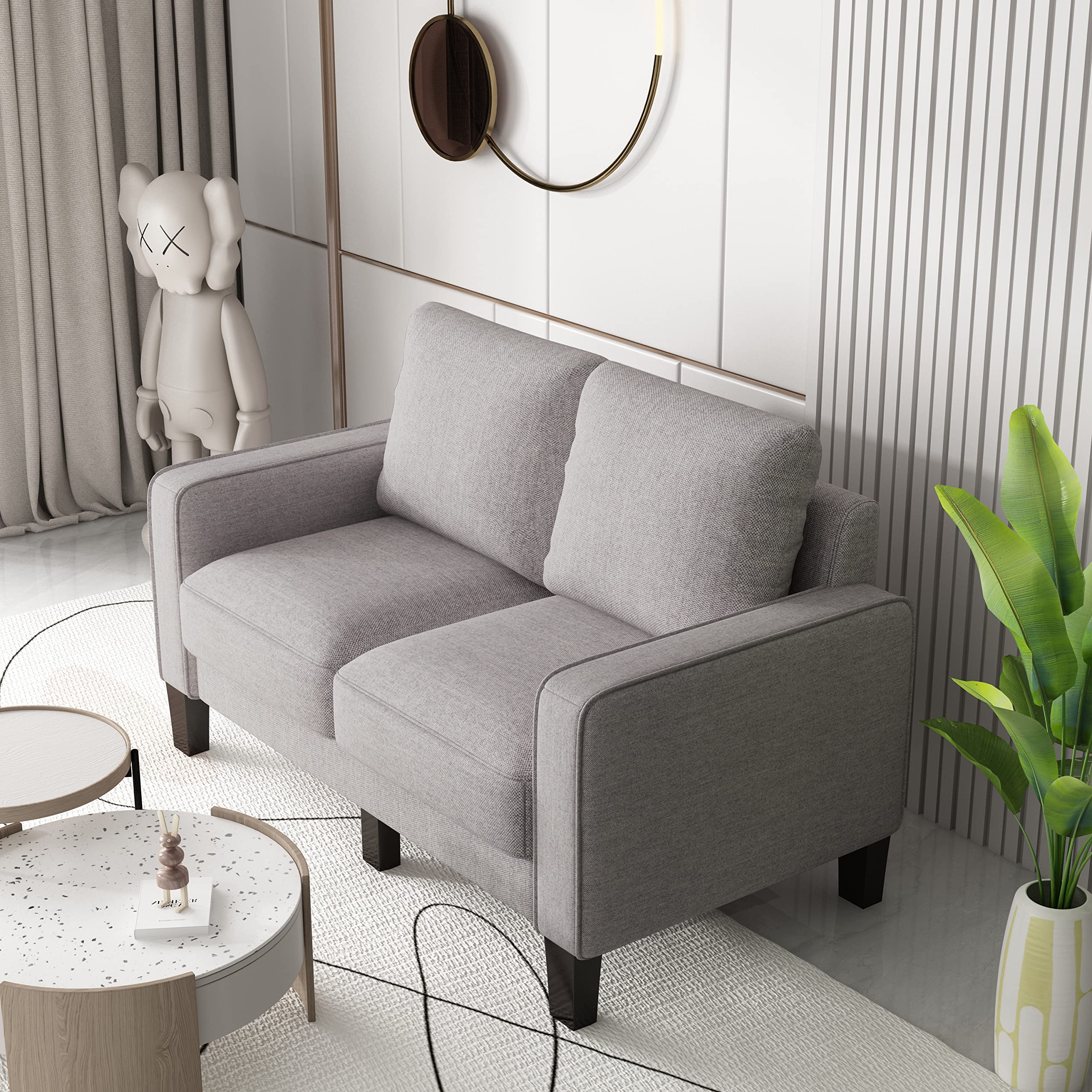 Modern 3-Seater Sectional Sofa Set with Storage - Light Grey Fabric Couch & Loveseat for Living Room, Apartment | Space-Saving Comfortable Seating Solution for Small Spaces & Family Gatherings