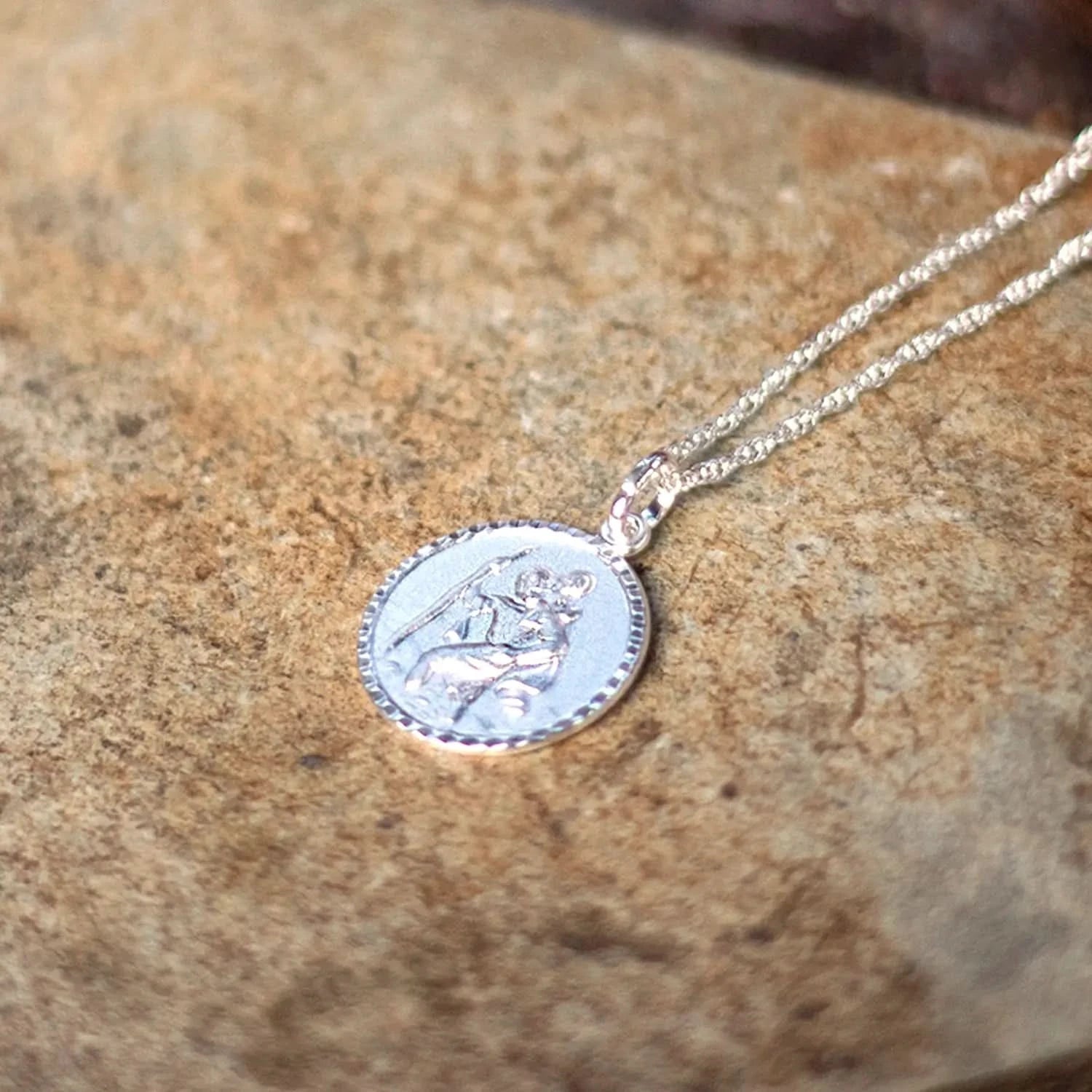 St. Christopher Necklace for Men - Solid Sterling Silver with Custom Engraving - Religious Jewelry for Protection & Travel Blessings