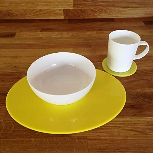 Stylish Yellow Oval Placemat and Coaster Set - 8 Large Placemats & 8 Coasters - Perfect for Dining Tables, Kitchen Countertops, and Party Decorations