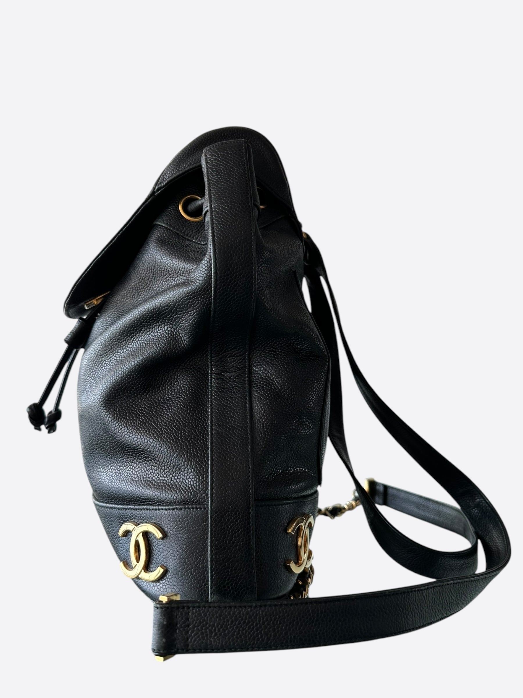 Chanel Black & Gold CC Logo Mini Backpack - Luxury Designer Crossbody Bag for Women | Perfect for Evening Parties, Travel & Fashion Accessories