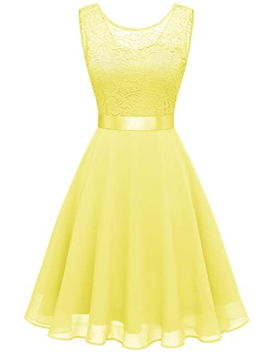 BeryLove Women's 2023 Summer Sleeveless Lace Cocktail Dress - Elegant Prom, Wedding Guest & Bridesmaid Short Dress for Parties, Receptions & Special Occasions