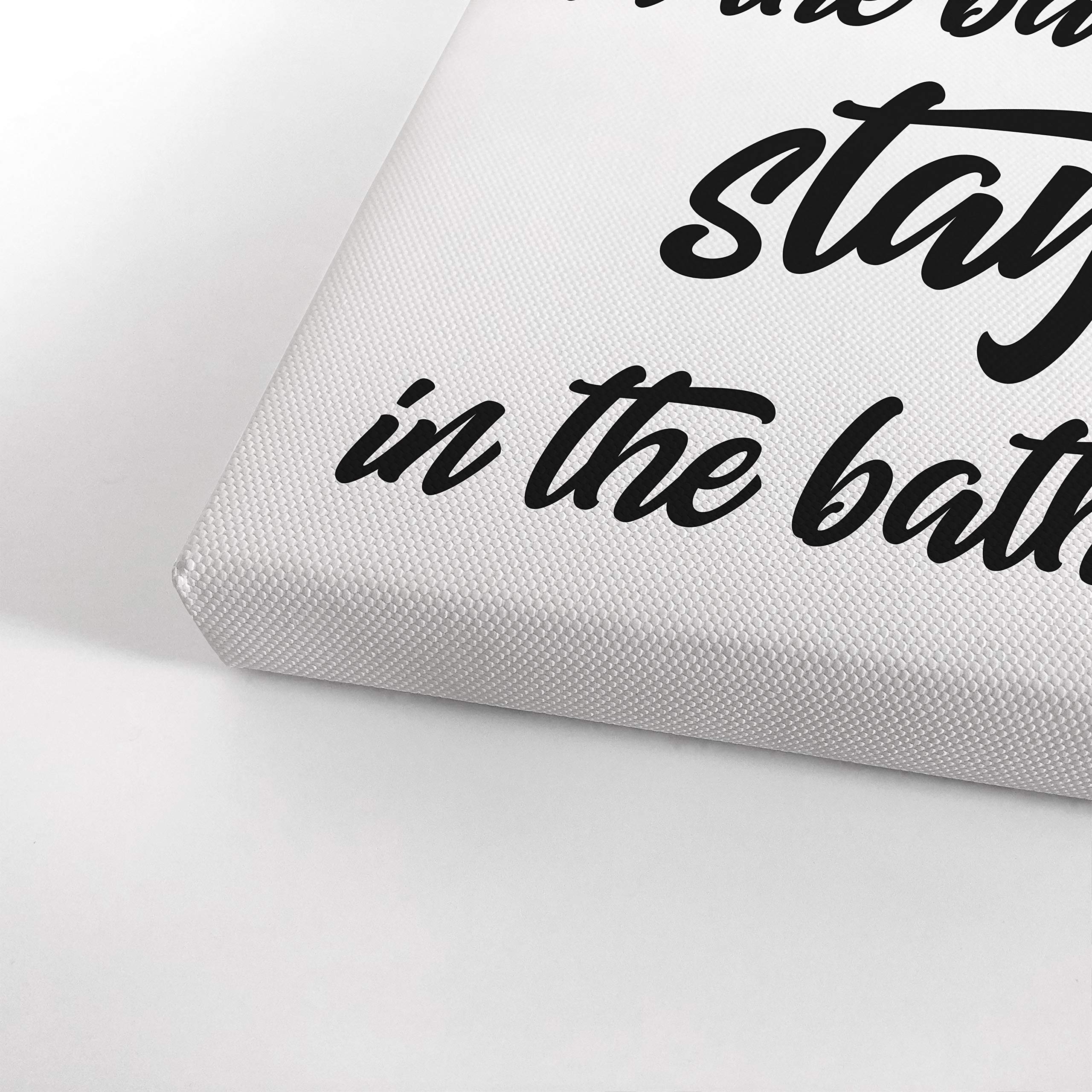 Smile Art Design Funny Bathroom Quote Canvas Print - 'What Happens in the Bathroom Stays in the Bathroom' Wall Art Decor | 36x24 Inches Ready to Hang | Made in USA | Perfect for Powder Rooms, Guest Bathrooms & Home Decor