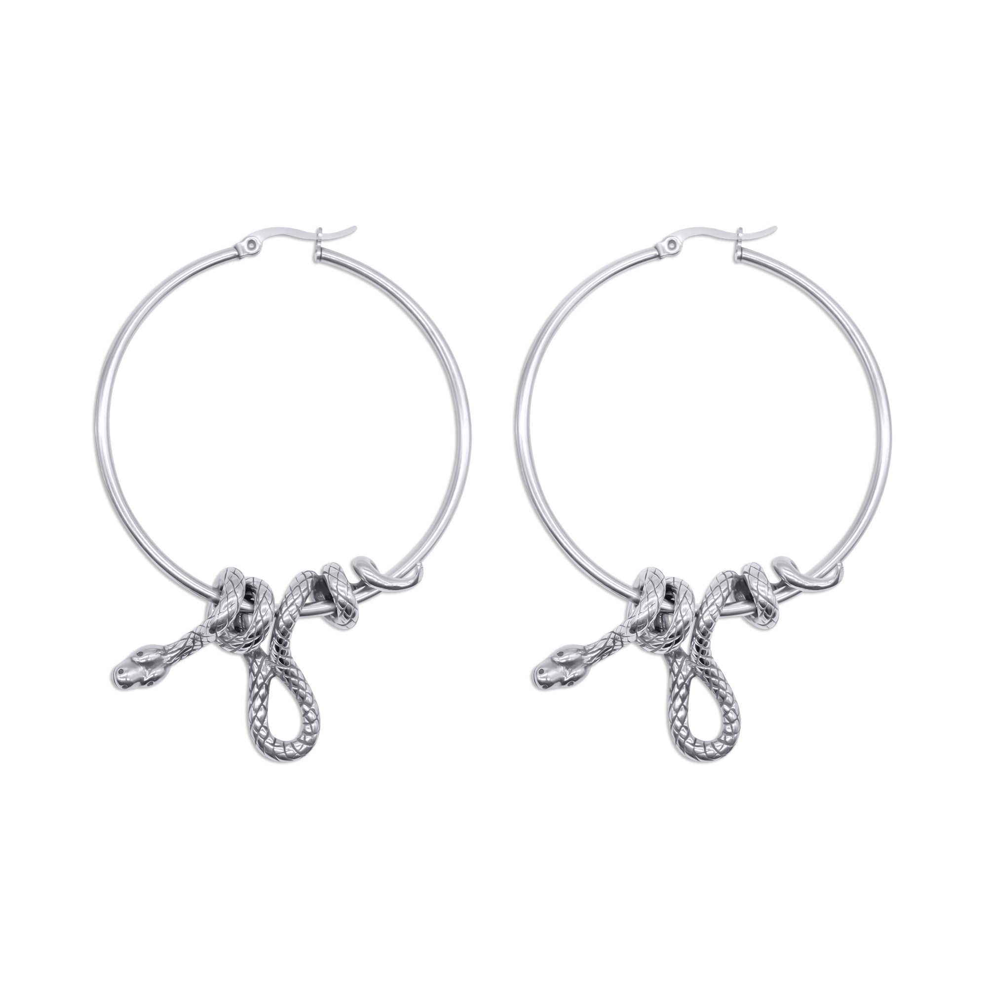 Serpent's Lair Snake Earrings - Gothic Jewelry for Women, Sterling Silver Snake Stud Earrings, Perfect for Halloween Costume, Cosplay & Gothic Fashion Accessories