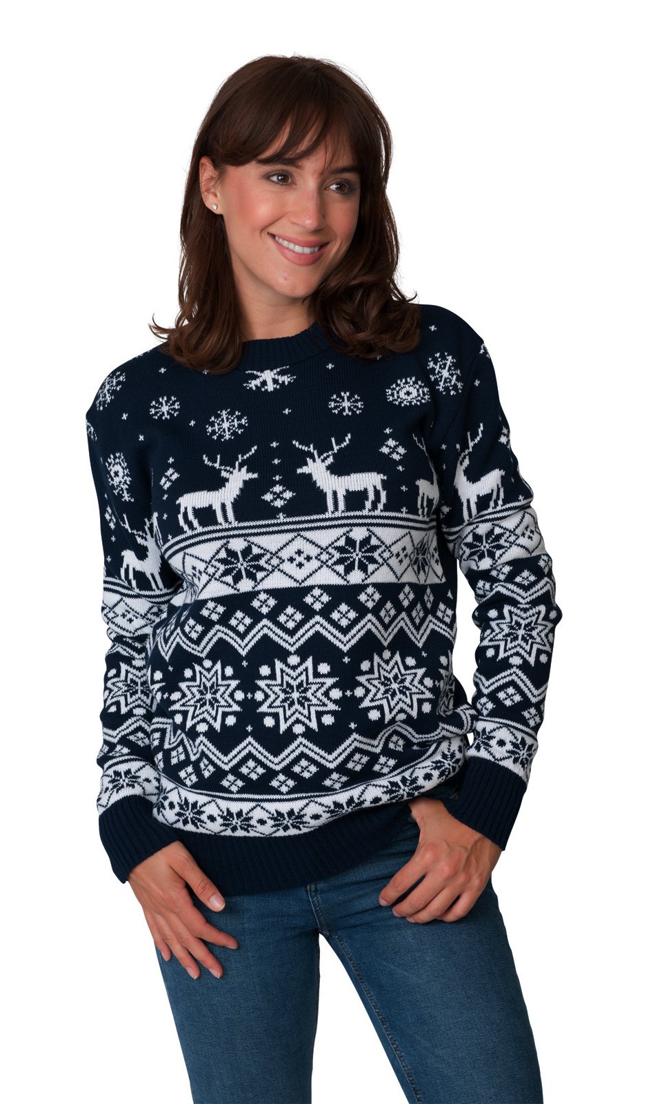 Christmas Santa Fairisle Sweater for Men & Women - Unisex Nordic Navy Holiday Party Jumper - Sizes S/M/L/XL/2XL/3XL/4XL - Perfect for Xmas Parties, Office Celebrations & Festive Gatherings