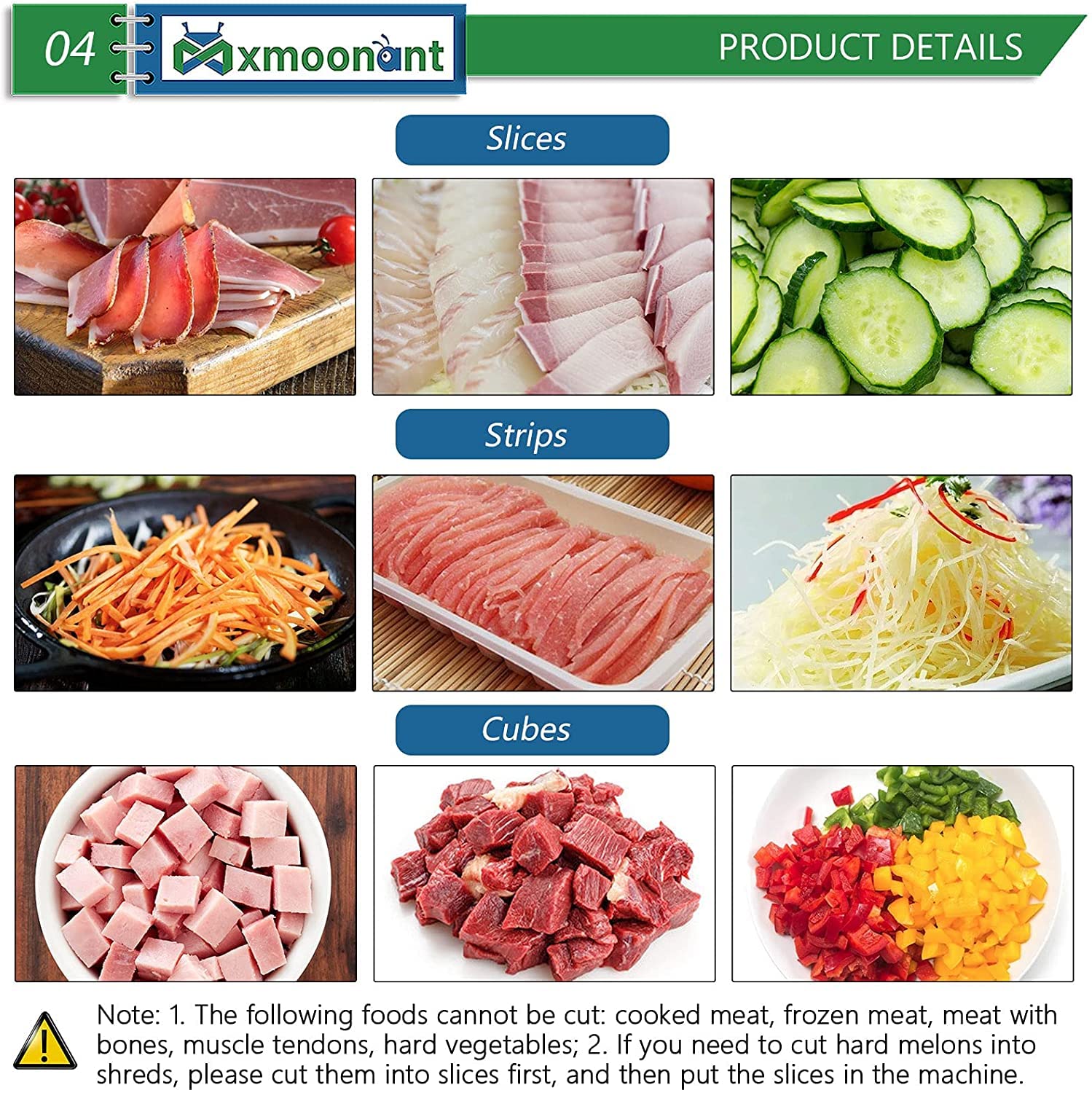 MXMOONANT 850W Electric Meat Cutter Machine - 3.5mm & 10mm Stainless Steel Blade, 330lb/h Capacity for Chicken, Beef, Fish & Vegetables - Perfect for Restaurants, Butcher Shops & Home Kitchen Use