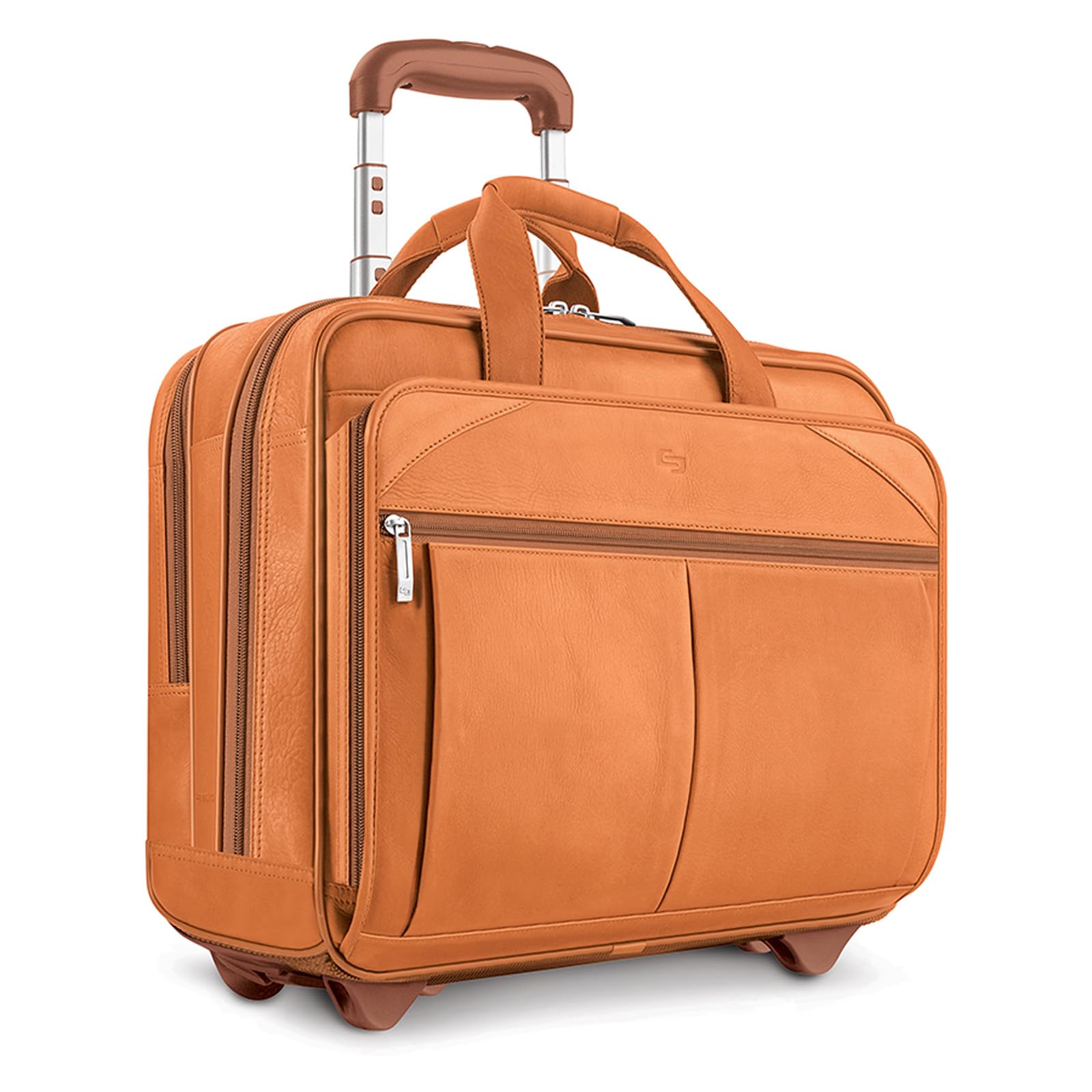 Solo Walker Genuine Leather Rolling Laptop Briefcase - Tan Brown Business Travel Carry-On with Wheels | Perfect for Business Trips, Commuting & Air Travel