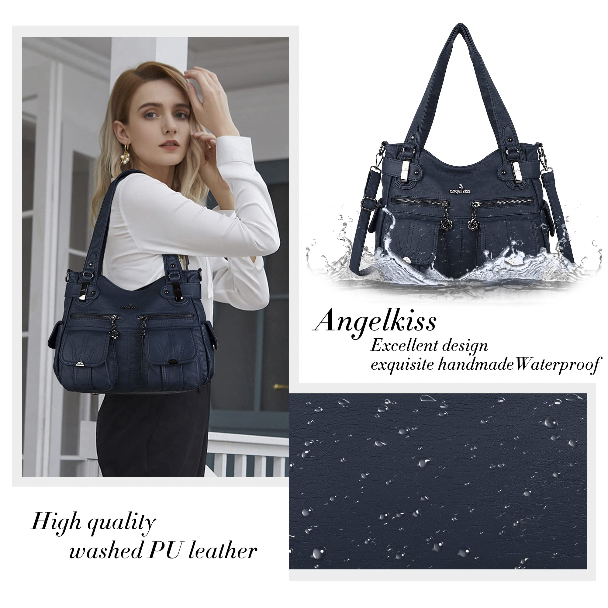 Women's Fashion Leather Tote Shoulder Handbags - Top Handle Satchel Hobo Bags with Washed Leather Finish | Perfect for Work, Travel, and Everyday Use