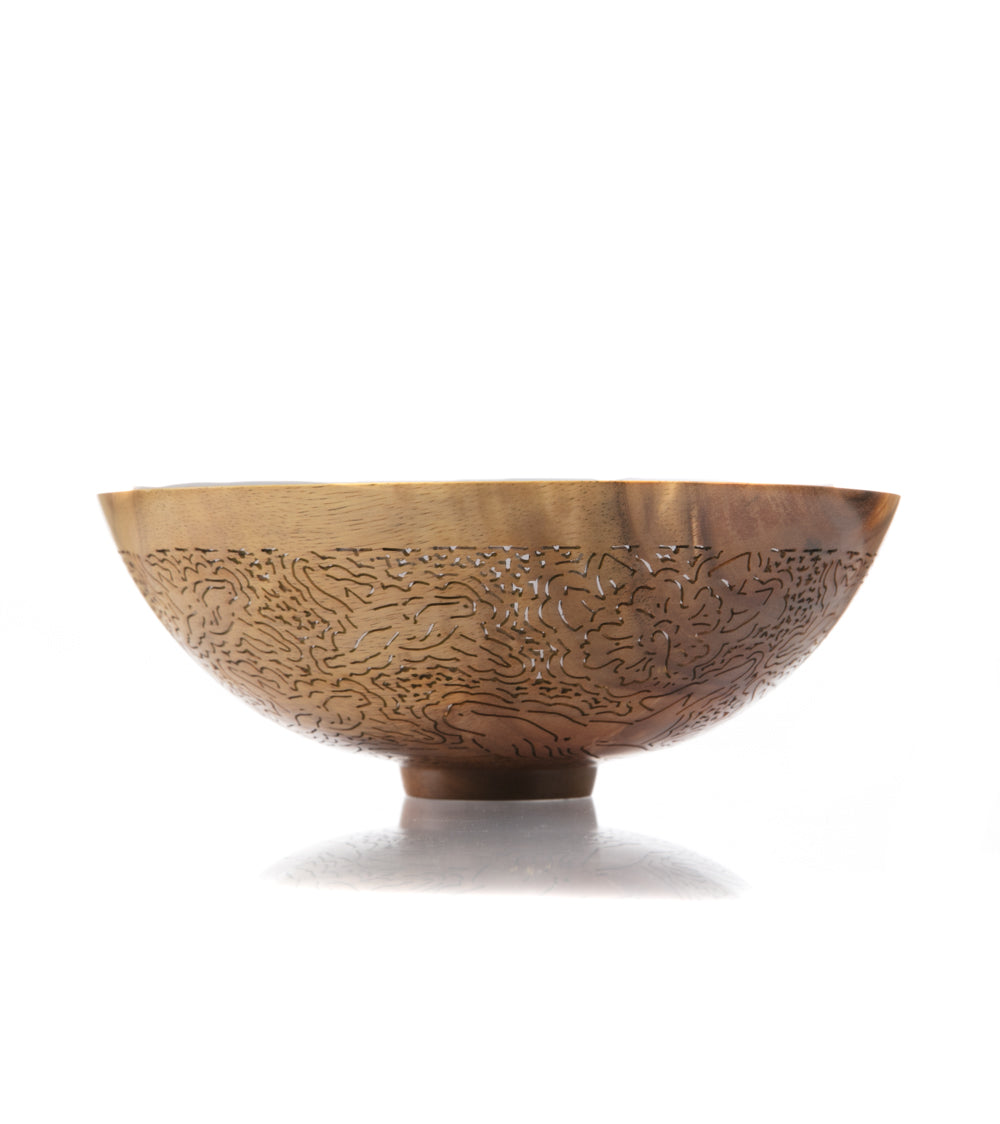 Handcrafted Pierced Koa Wood Bowl with Whale Design - Hawaiian Artisan Home Decor by Patrick & Peggy Bookey - Perfect for Wall Display, Table Centerpiece, or Gift Giving