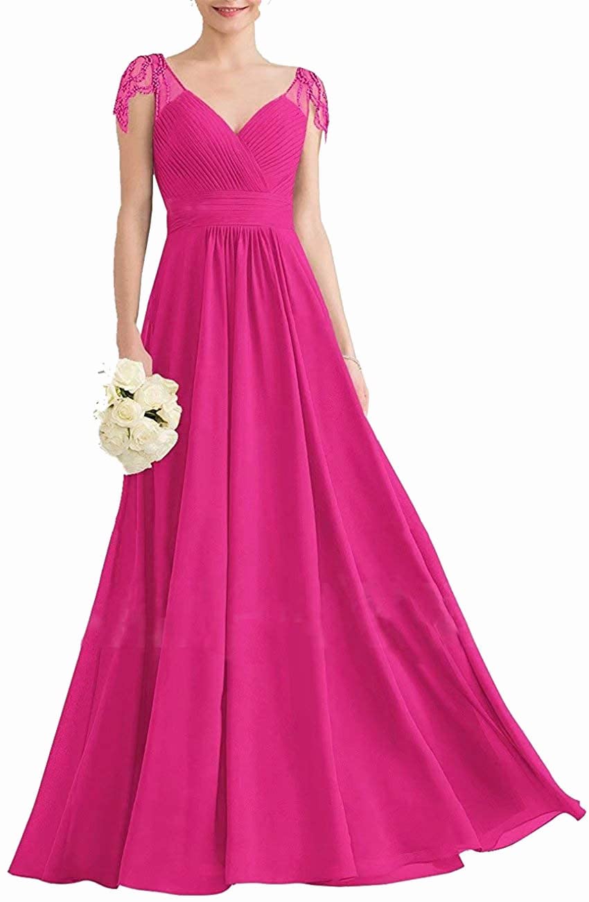 JAEDEN Elegant Long Chiffon Bridesmaid Dress with Cap Sleeves | Wedding Party & Prom Gown | Perfect for Formal Events, Evening Galas & Special Occasions