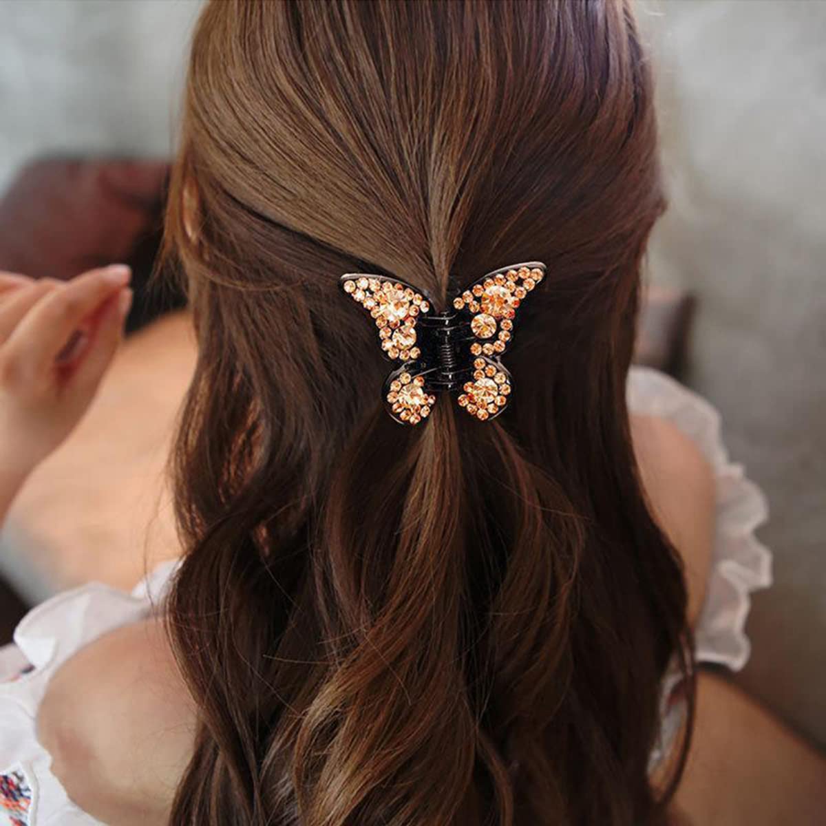 Elegant Black Butterfly Rhinestone Hair Clips for Women - 4PCS Crystal Rhinestone Claw Clips Set - Small Hair Accessories for Parties, Weddings & Everyday Style