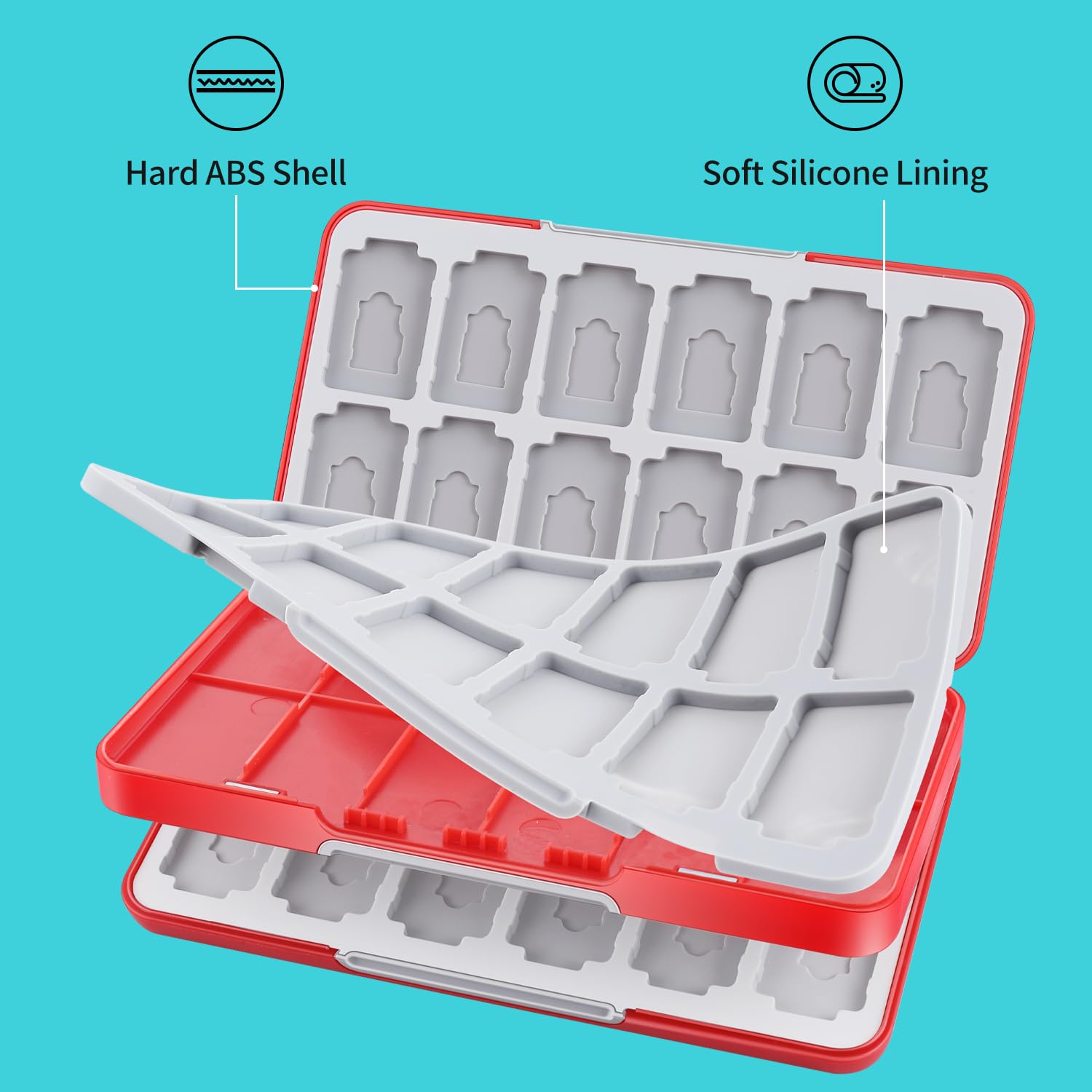 MOSAHOLL Switch Game Card Holder - 48 Cartridges & 24 SD Slots for Travel Storage