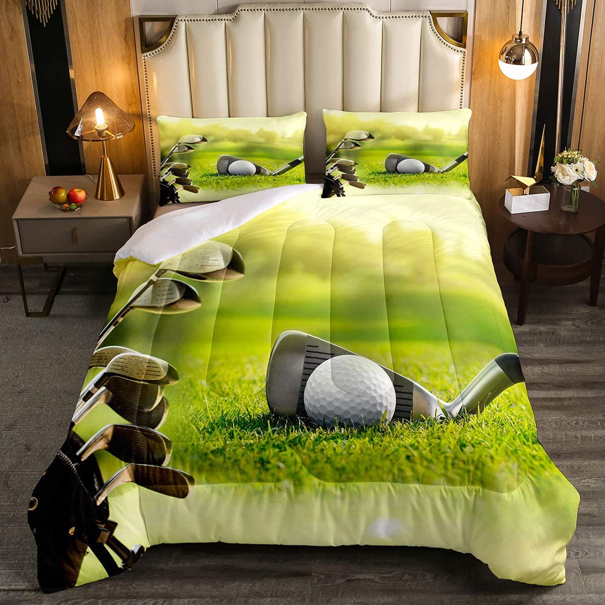 Erosebridal Full Size Golf Comforter Set - Golf Clubs Themed Bedding with Green Duvet Cover | Ultra Lightweight & Breathable Sports Decor for Boys Room | Perfect for Golf Lovers, Teen Bedrooms & Game-Themed Decor