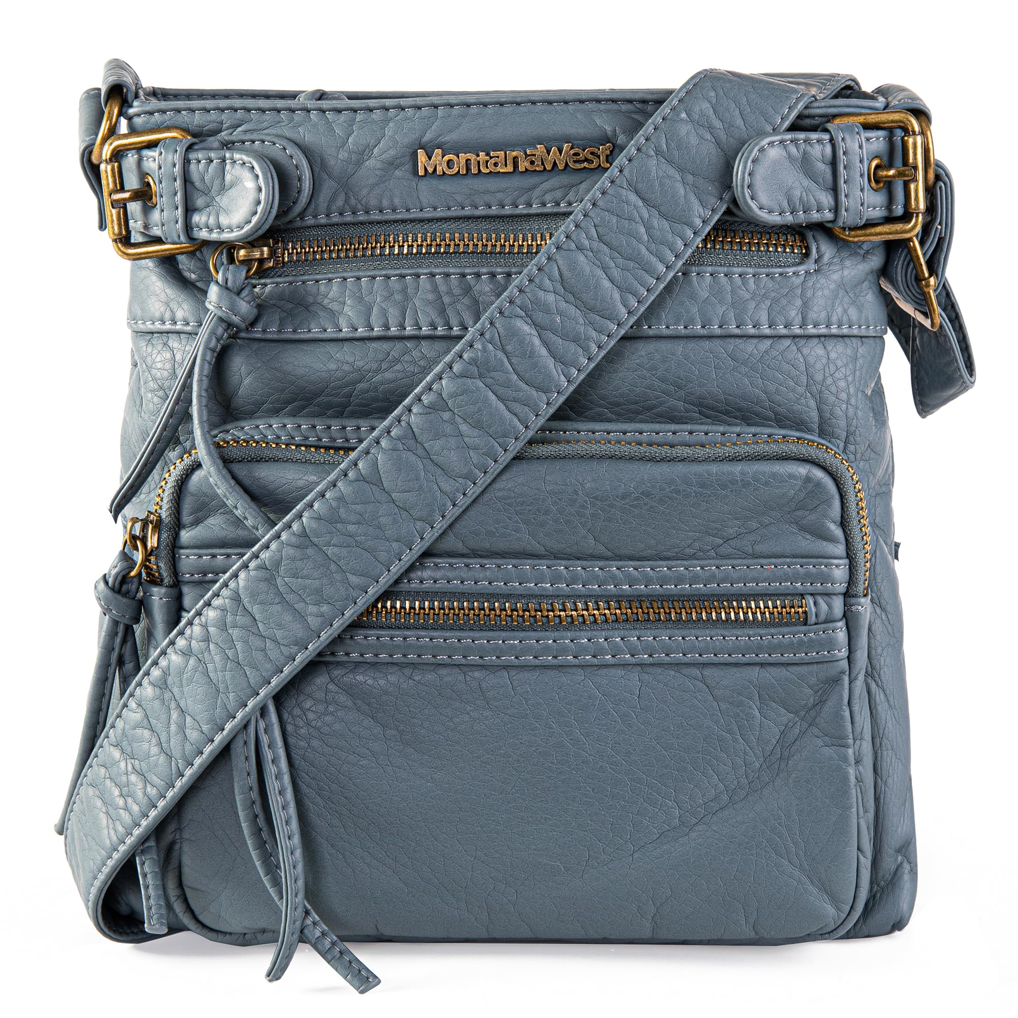 Montana West Women's Soft Washed Leather Crossbody Bag with Multiple Pockets - Stylish Shoulder Purse for Everyday Use, Travel & Shopping