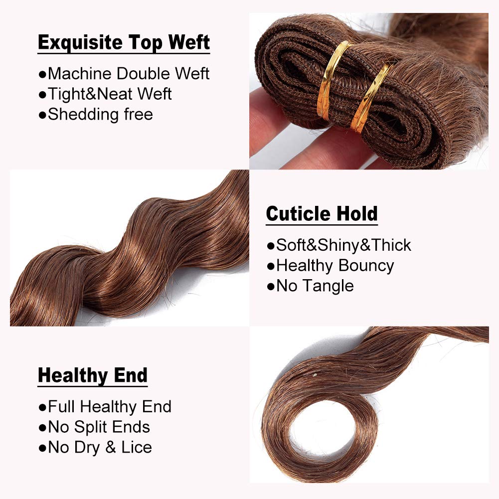 Premium 8A Grade Brazilian Virgin Human Hair Bundles - 100% Unprocessed Deep Loose Wave Hair Extensions (24