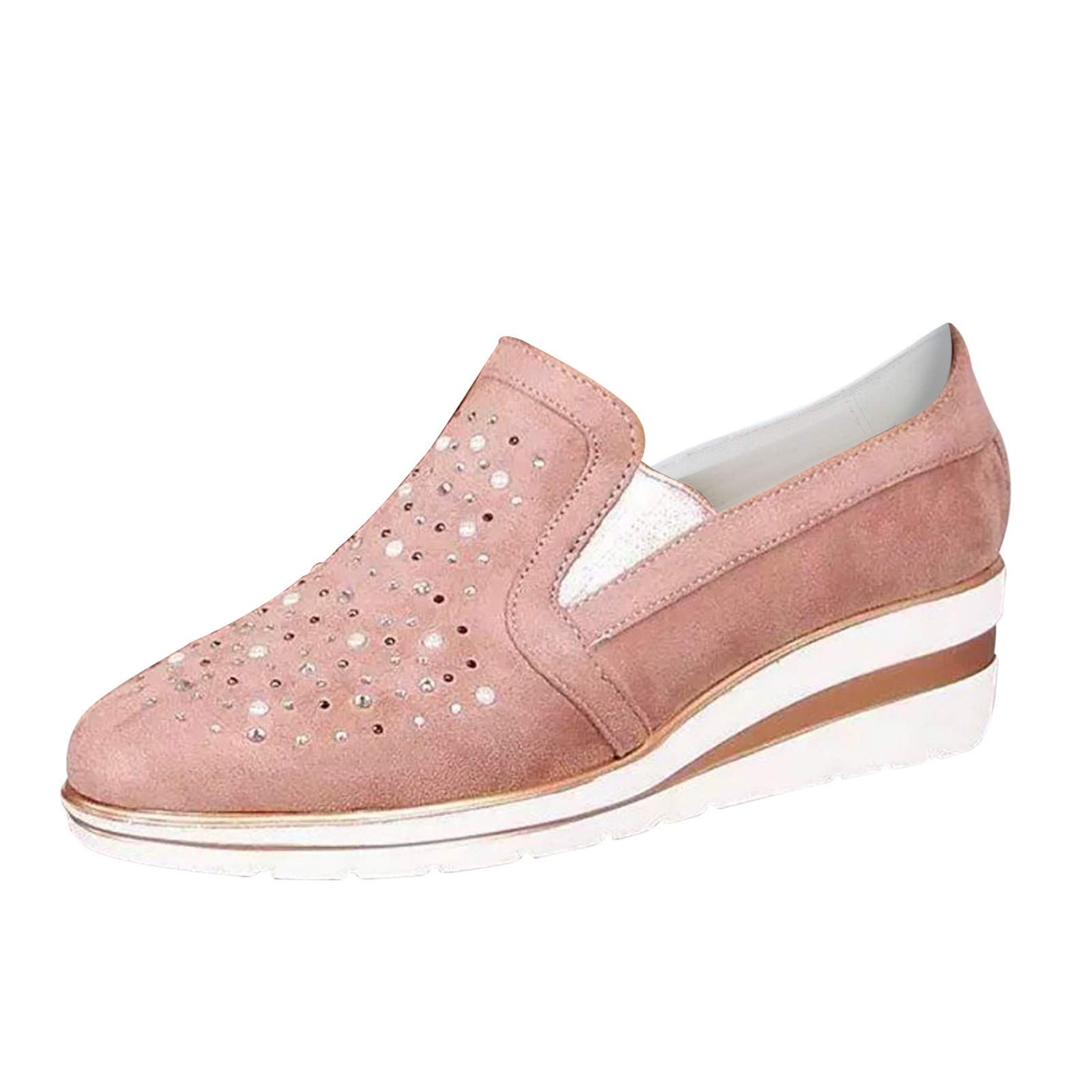 Women's Rhinestone Loafers - Comfortable Wedge Slip On Sneakers with Pointed Toe for Work & Casual Wear | Perfect for Office, Commuting & Everyday Outfits