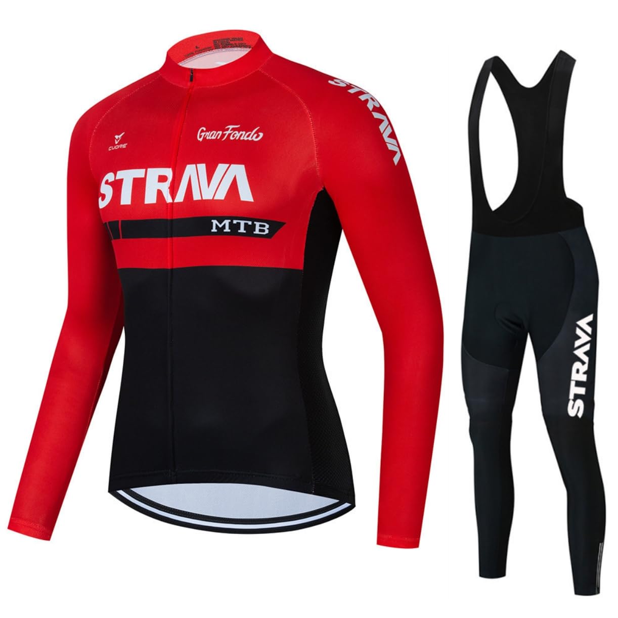 Men's Pro Cycling Jersey Set - Long Sleeve Quick Dry Bike Jacket & 4D Padded Bib Shorts for Road Biking | Comfortable Cycling Gear for Training & Racing