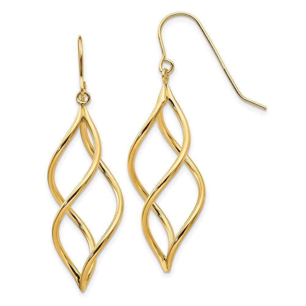 14K Yellow Gold Swirl Dangle Earrings for Women - Elegant Handmade Jewelry Gift for Birthday, Anniversary & Special Occasions | Perfect for Parties, Weddings & Date Nights