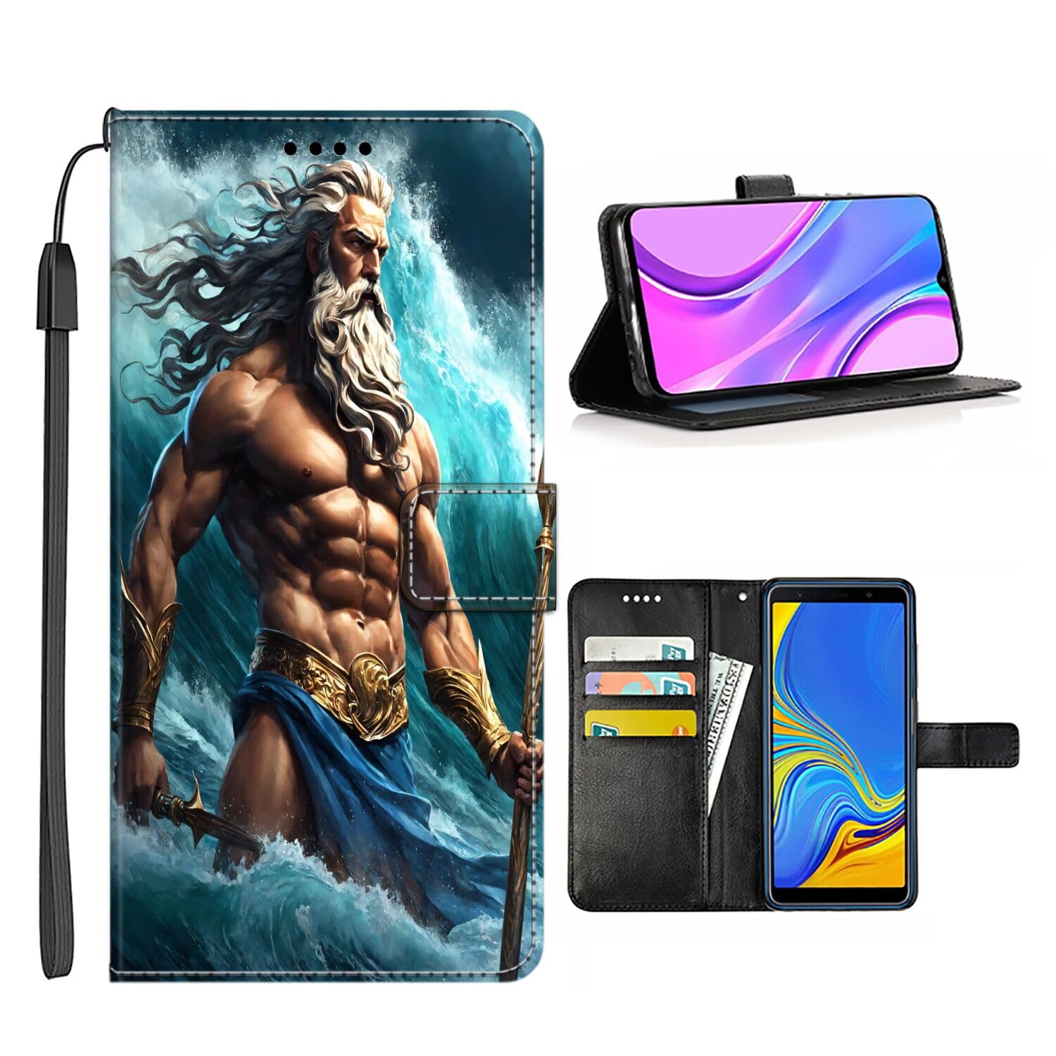 Samsung Galaxy XCover 4 Wallet Case - PU Leather with Card Holder & Wrist Strap for Outdoor Use