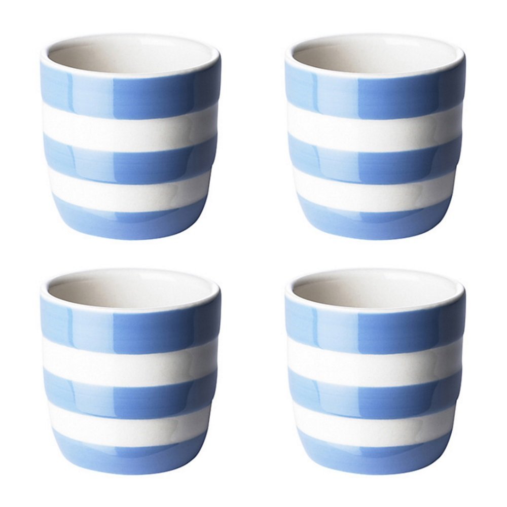 Cornishware Straight Egg Cups - Set of 4, 2x1.5 Inch Porcelain Egg Holders for Soft Boiled Eggs - Perfect for Breakfast, Brunch & Easter Decorations