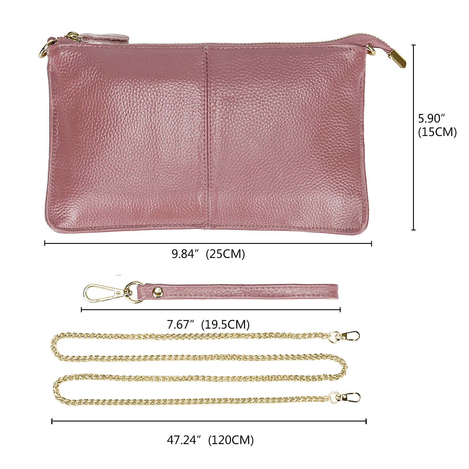 Uromee Women's Genuine Leather Wristlet Wallet Clutch Purse - Crossbody Bag with Detachable Shoulder Strap for Everyday Use, Travel & Special Occasions