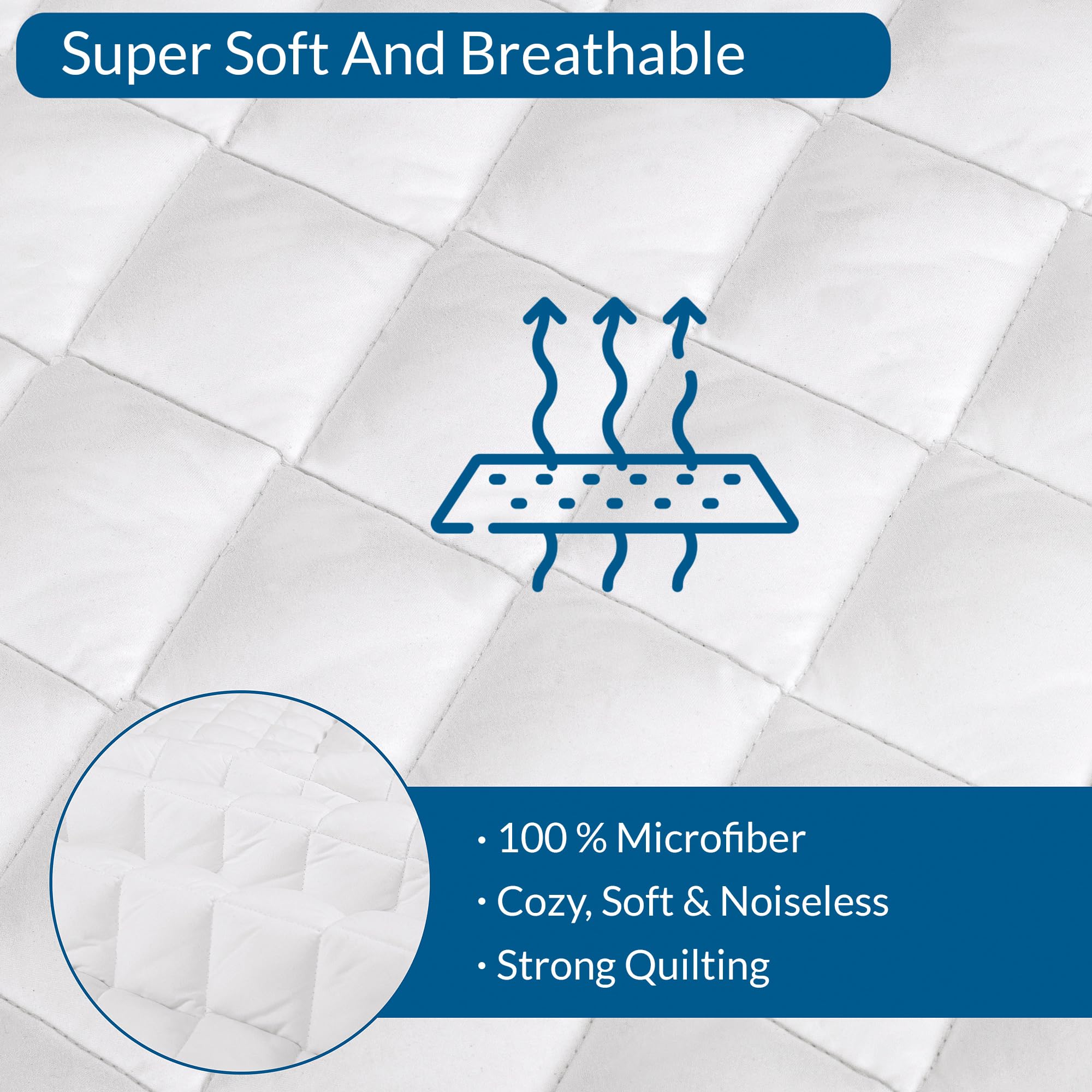Royale Linens Full Size Mattress Topper - 3 Inch Soft Quilted Cooling Mattress Pad Protector - Deep Pocket Fits 16 Inch Mattress - Breathable Bed Topper for Back Pain Relief - Machine Washable (54x75 Inches) - Perfect for Guest Beds, Dorms & Hot Sleepers