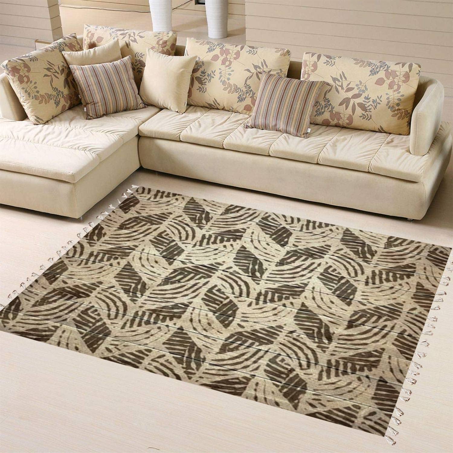 Boho Chic Ink Drawn Ethnic Herringbone Seamless Area Rug - Premium Linen Carpet for Patio, Hallway Runner & Minimalist Home Decor | Perfect for Living Room, Bedroom & Outdoor Spaces