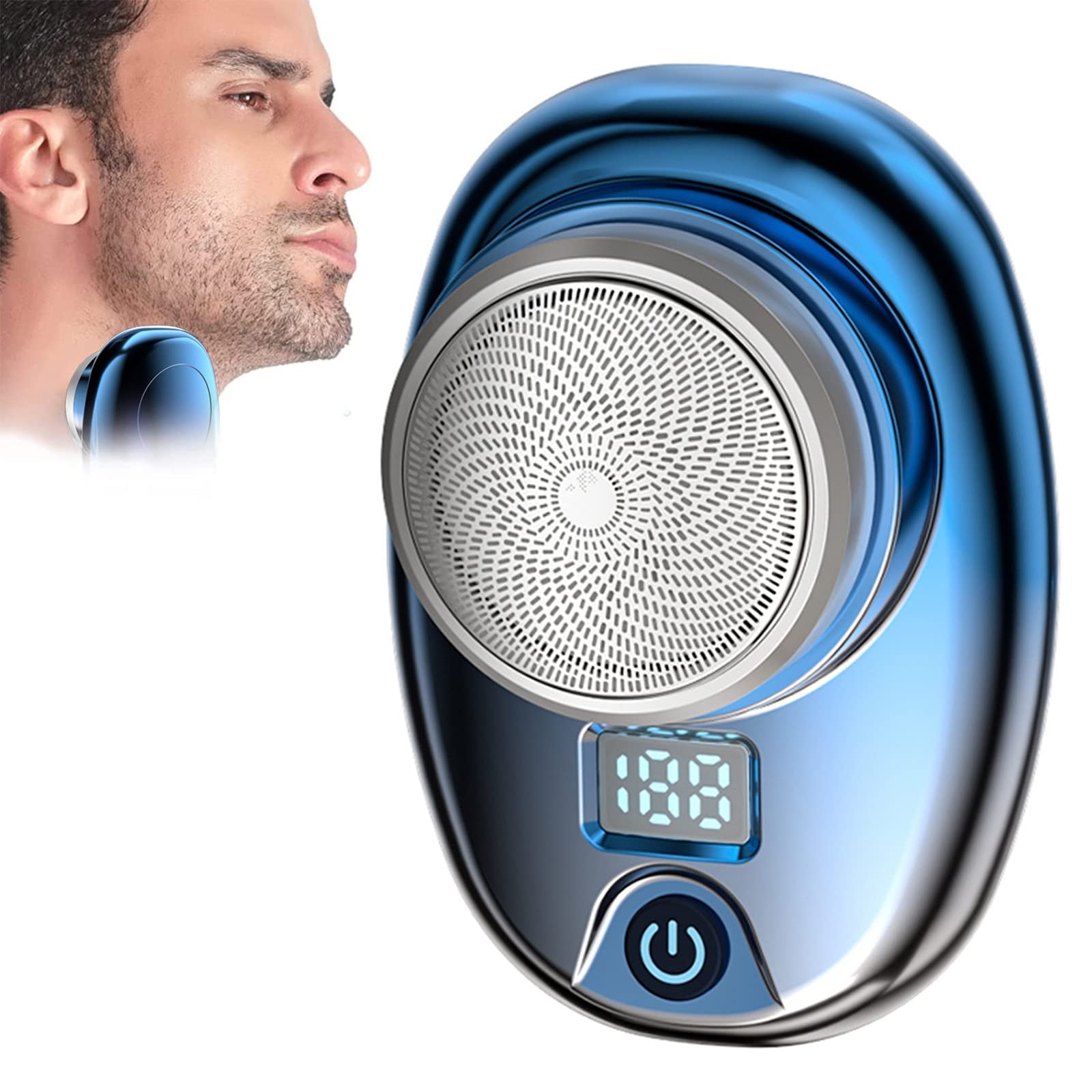 Portable Electric Shaver for Men - Mini USB Rechargeable Beard Trimmer with Digital Display, Cordless Travel Shaver for Precise Grooming at Home, Office or Gym
