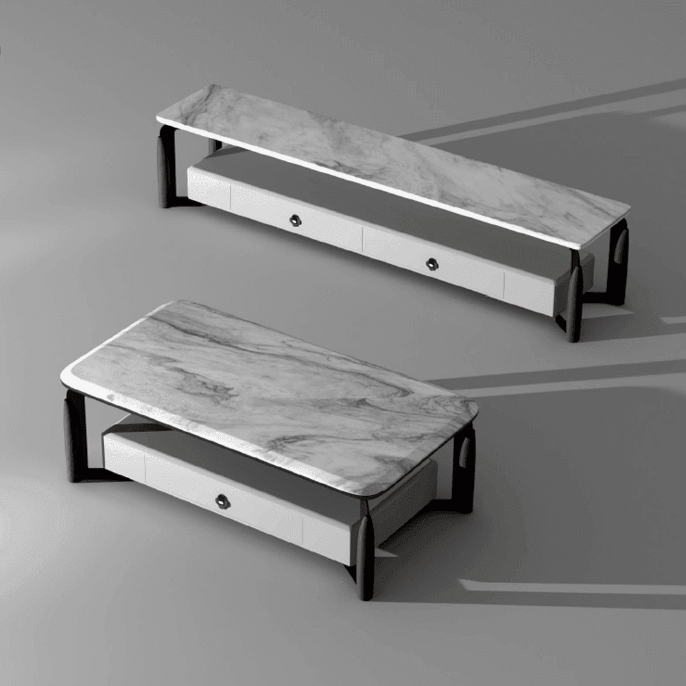 Elliotel Modern Marble TV Stand 200cm - Elegant Entertainment Center for Living Room, Bedroom & Home Theater
